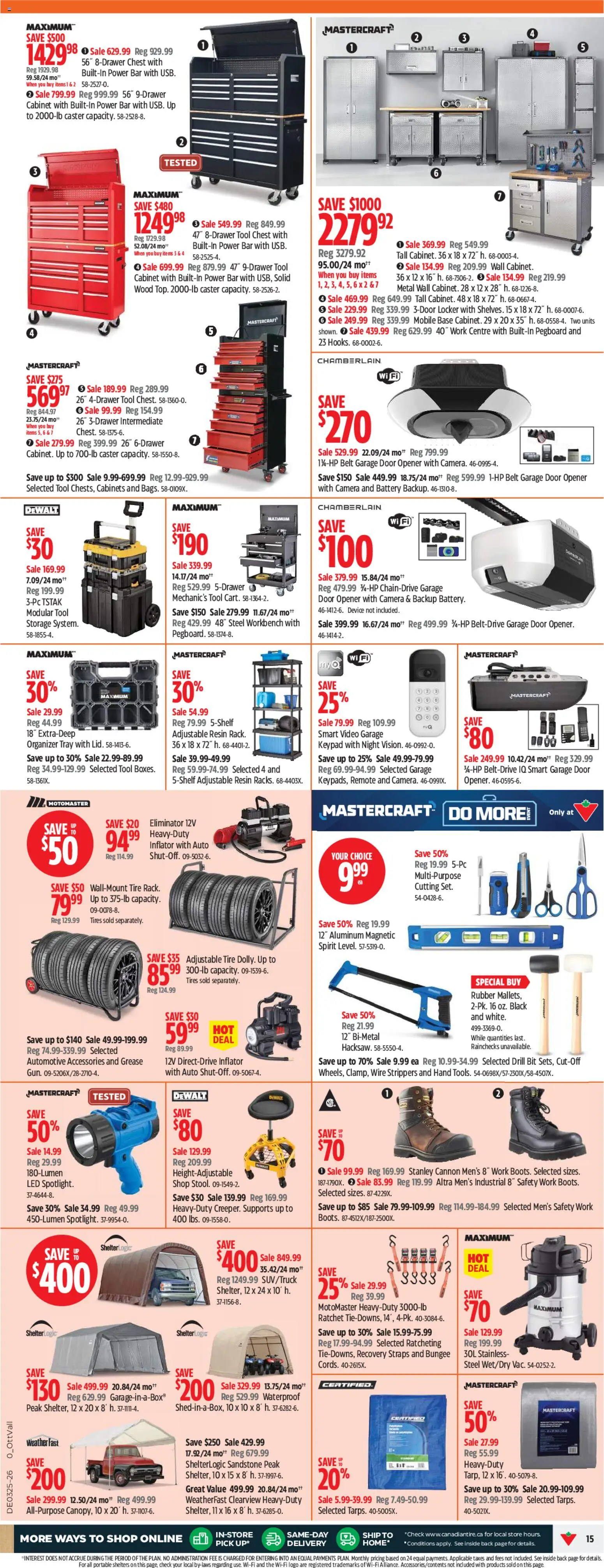 Canadian Tire flyer valid from 18.06.2026 | Page: 15 | Products: Belt, Camera, Cabinet, Battery