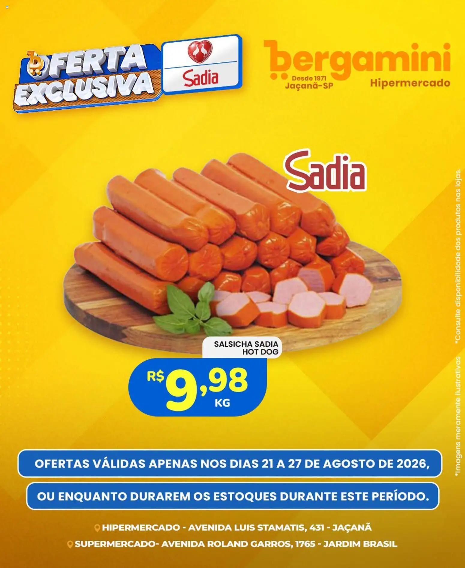 Supermercado Bergamini Folheto - válido de 21/08/2026 | Página: 3 | Produtos: Salsicha
