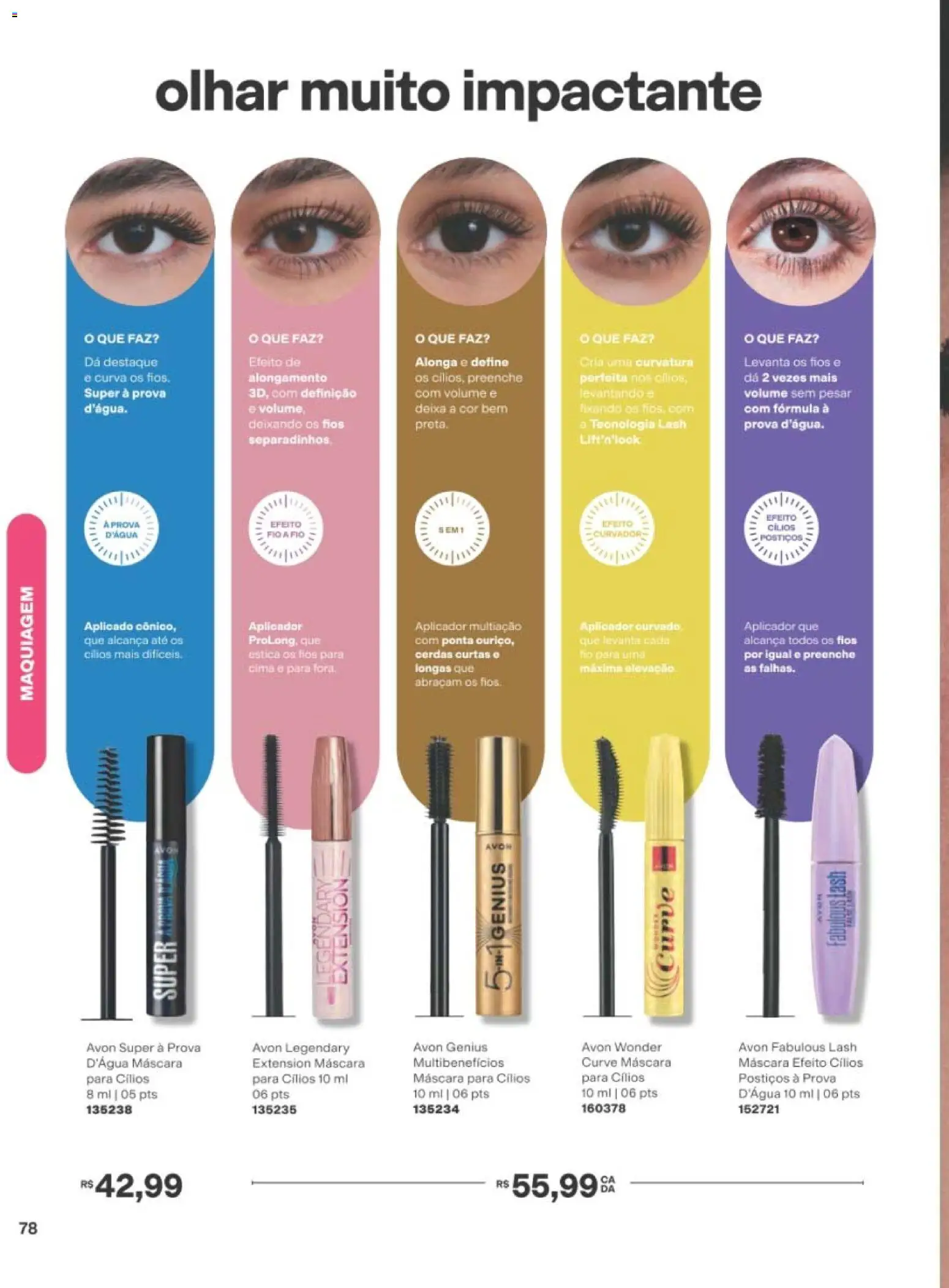 Avon Folheto - válido de 29/06/2026 | Página: 78 | Produtos: Maquiagem, Máscara para cílios, Cílios postiços