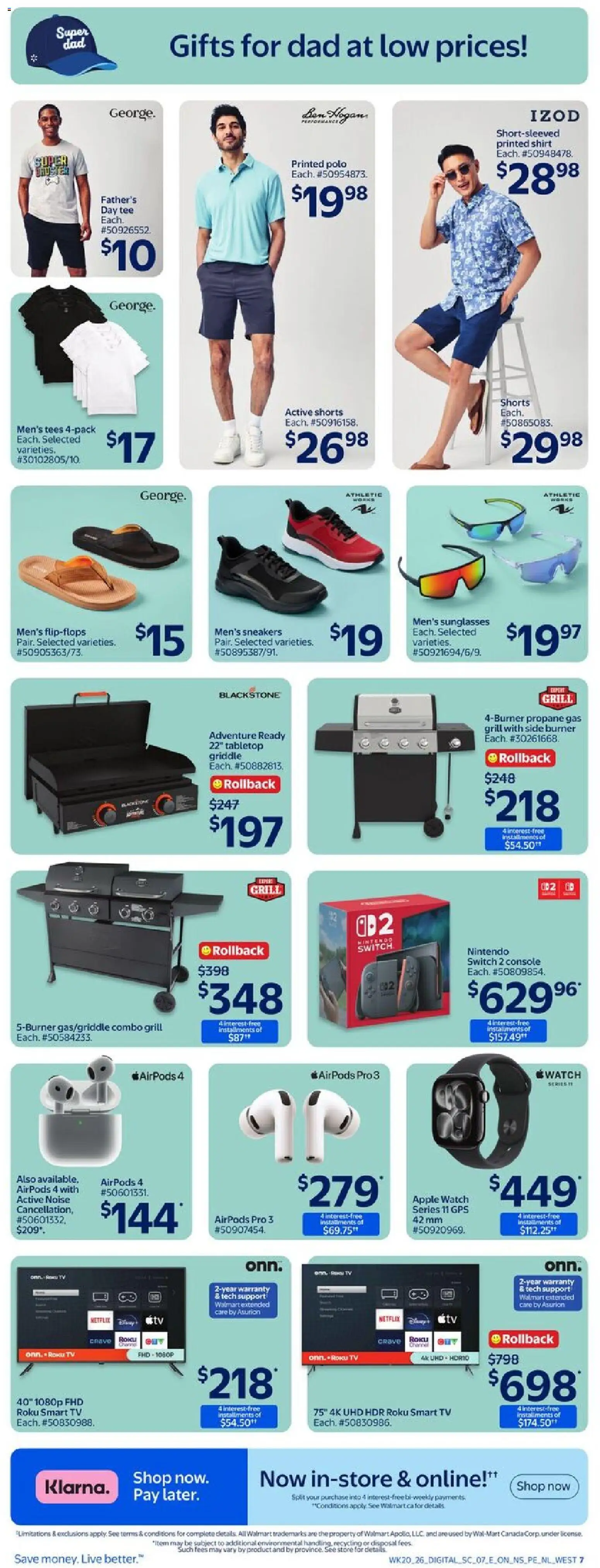 Walmart flyer valid from 11.06.2026 | Page: 10 | Products: Sneakers, Grill, Shirt, Shorts