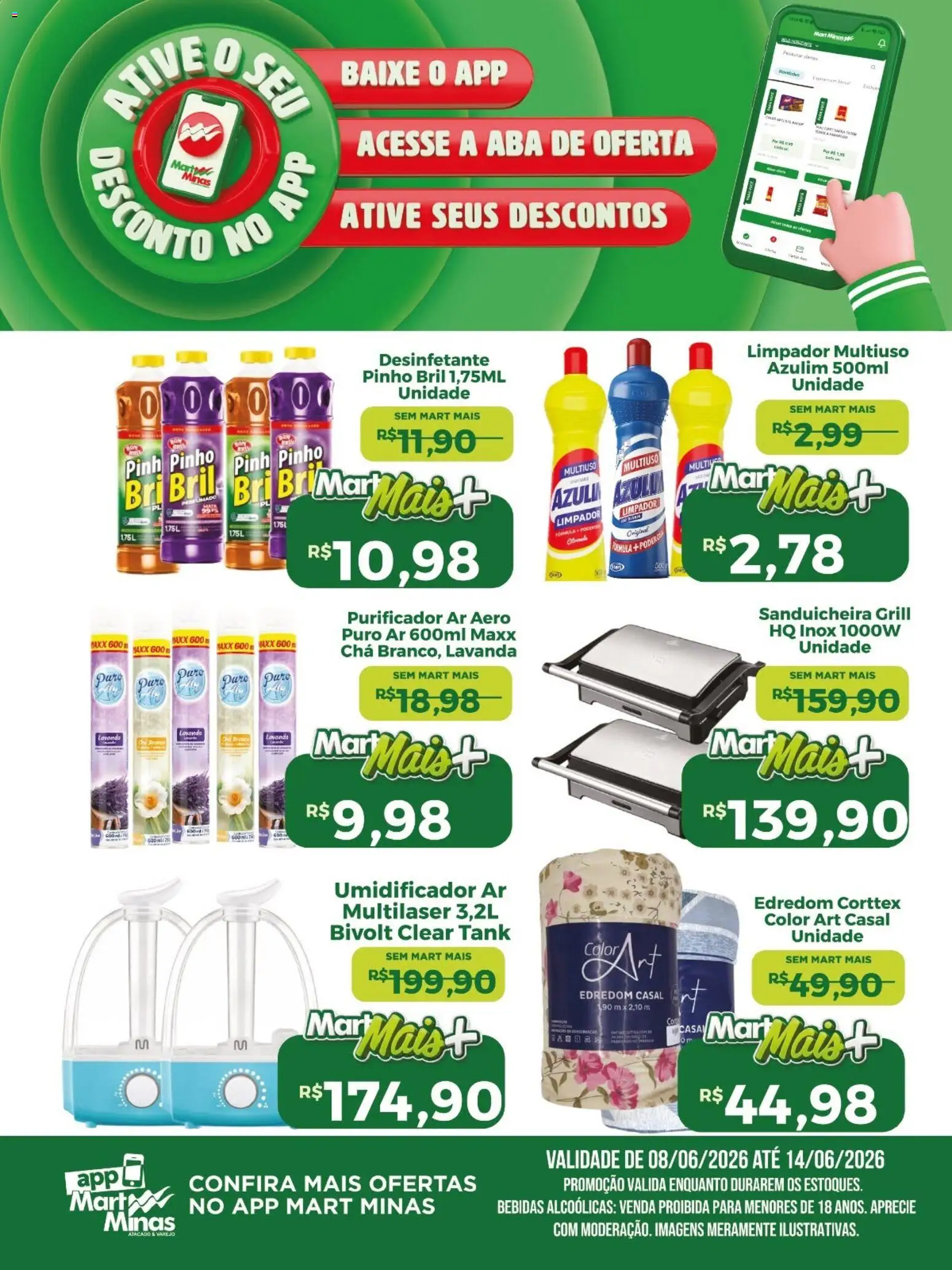 Mart Minas Folheto - válido de 08.06.2026 | Página: 5 | Produtos: Grill, Azulim, Edredom, Desinfetante