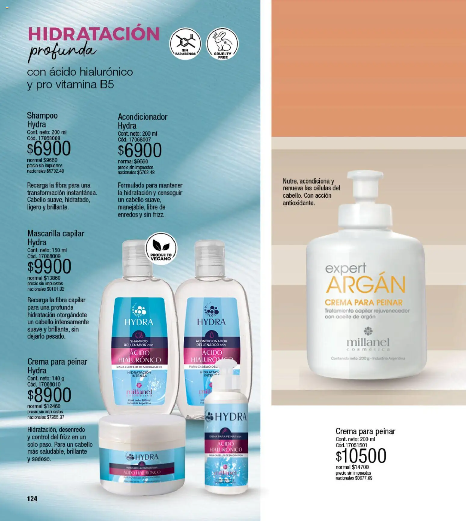 Millanel - Catálogo │ válido desde el 17/08/2026 | Página: 124 | Productos: Mascarilla, Aceite, Shampoo, Acondicionador