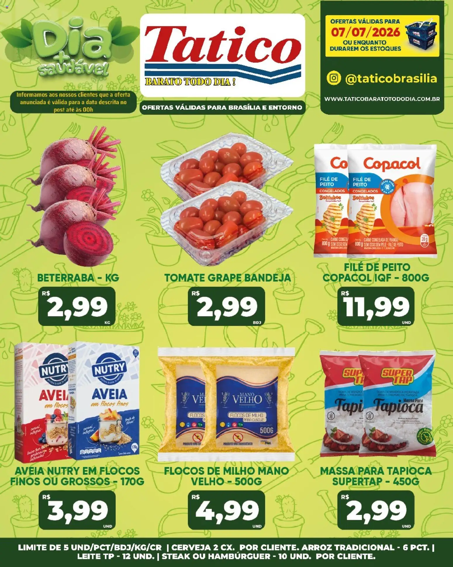 Tatico Folheto - válido de 08/07/2026 | Página: 42 | Produtos: Mandioca, Leite, Carne, Frango