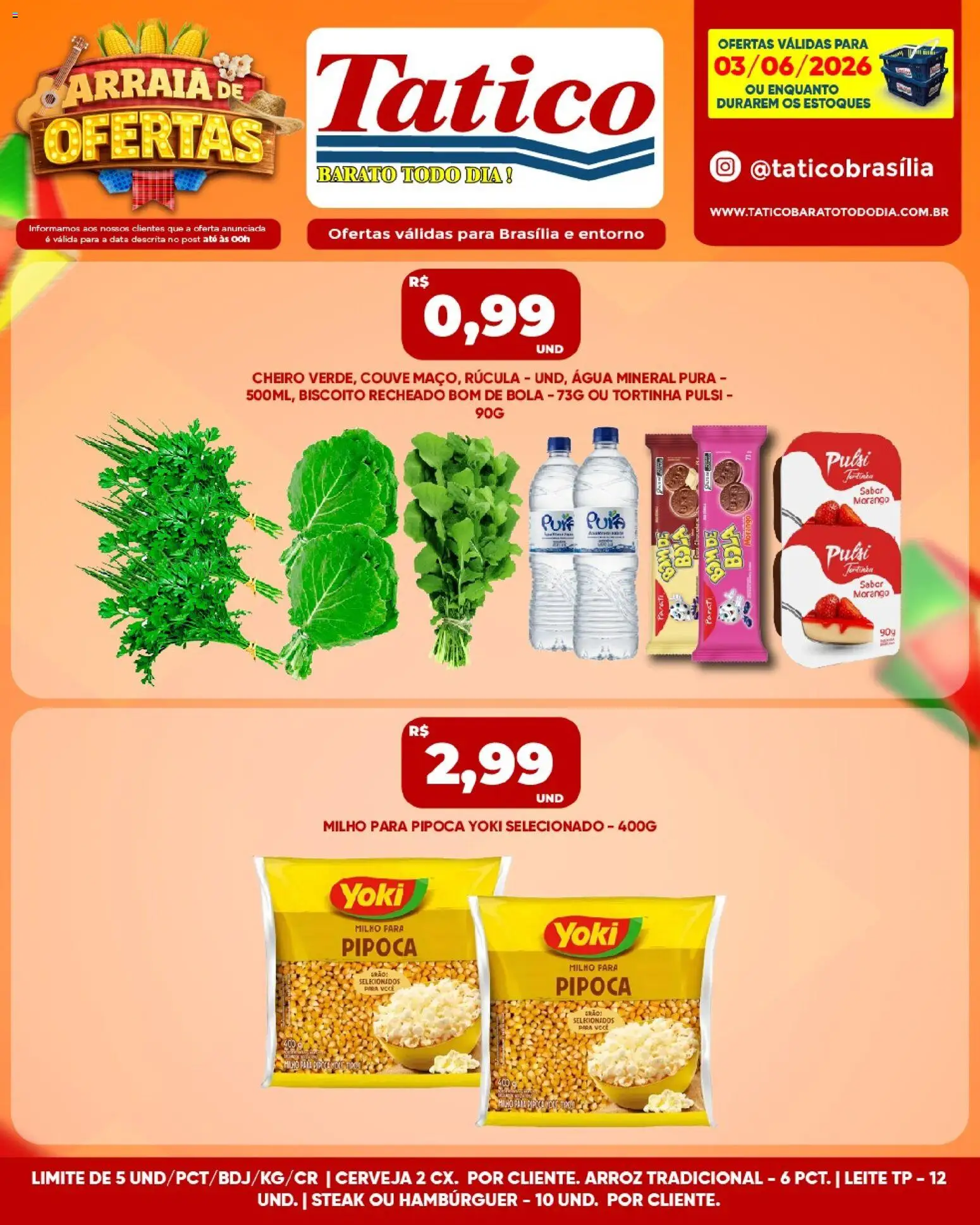 Tatico Folheto - válido de 04.06.2026 | Página: 34 | Produtos: Biscoito, Arroz, Hambúrguer, Pipoca