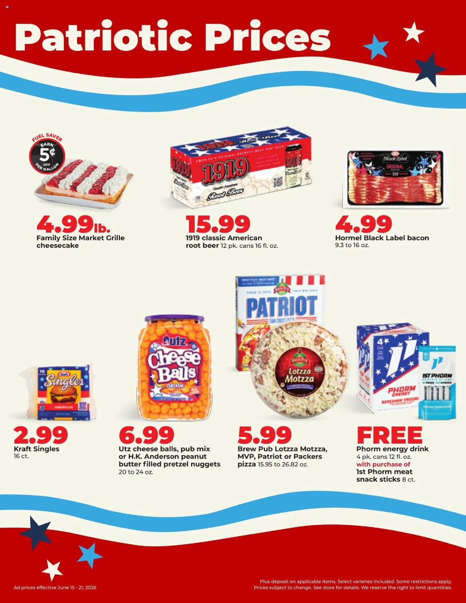HyVee Weekly Ad - valid from 15.06.2026 | Page: 9 | Products: Cheese, Pizza, Beer, Cheesecake