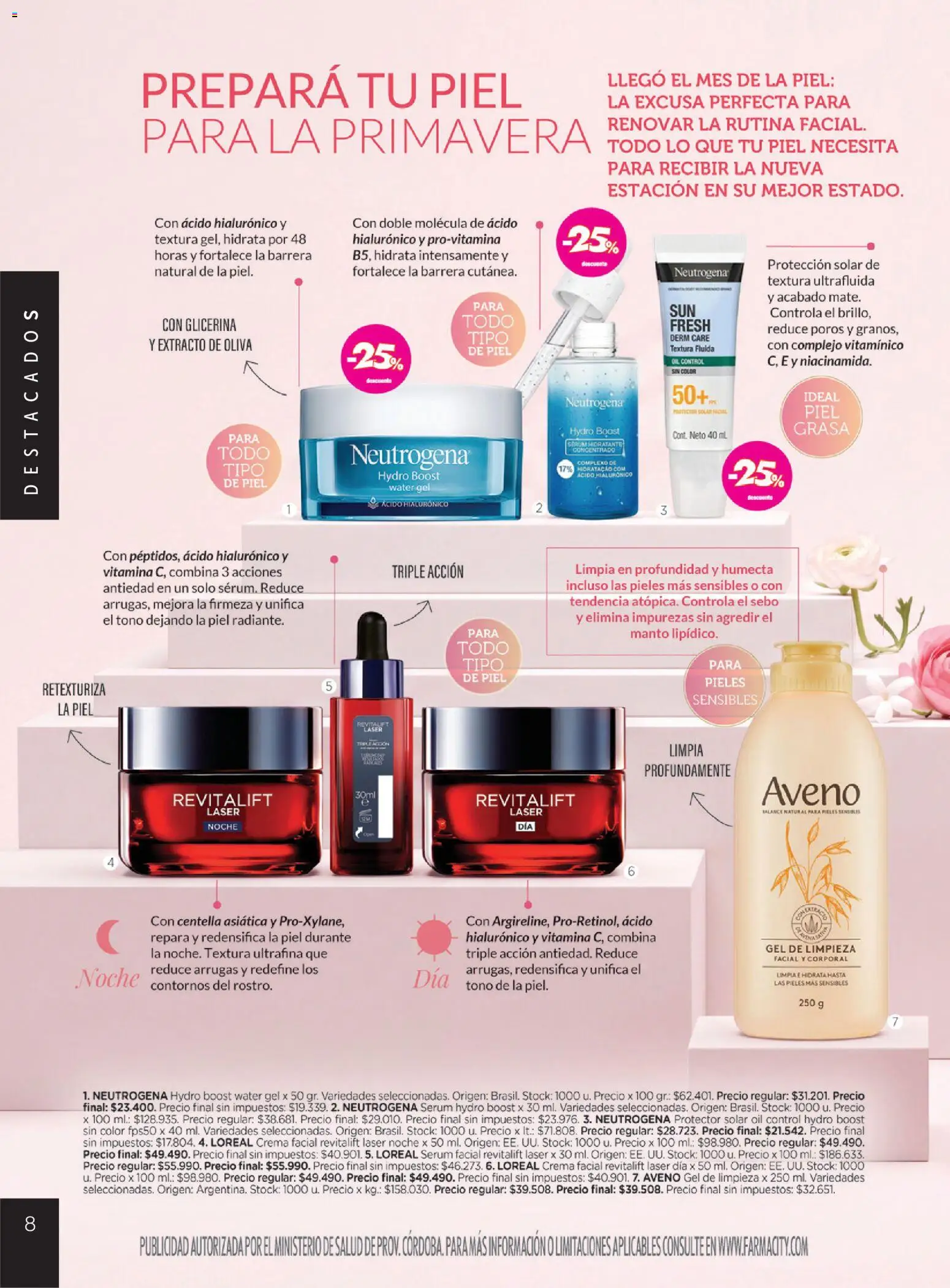 Farmacity catálogo │ válido desde el 01/09/2026 | Página: 8 | Productos: Serum, Protector solar, Oliva, Crema