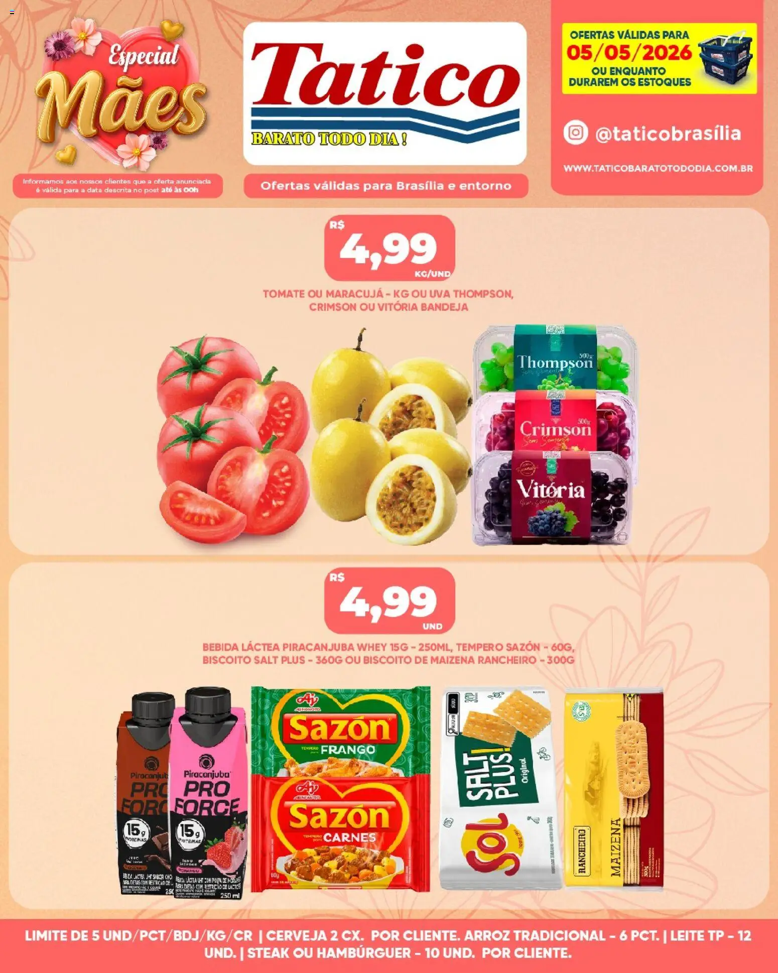 Tatico Folheto - válido de 05.05.2026 | Página: 3 | Produtos: Cerveja, Arroz, Hambúrguer, Bandeja