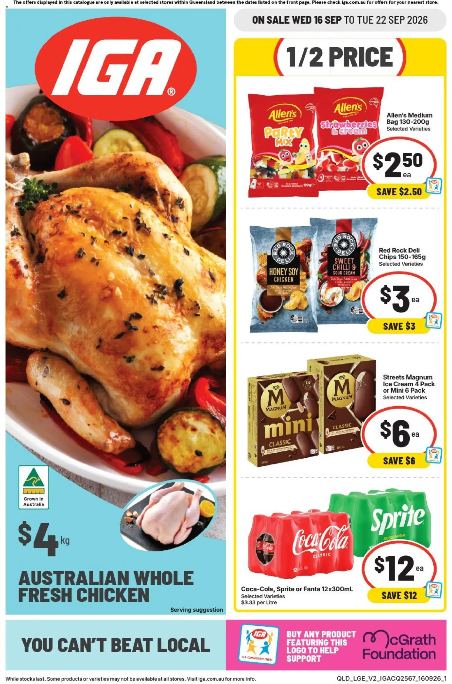IGA catalogue - valid from 16/09/2026 | Page: 1 | Products: Chips, Ice cream, Sprite, Foundation