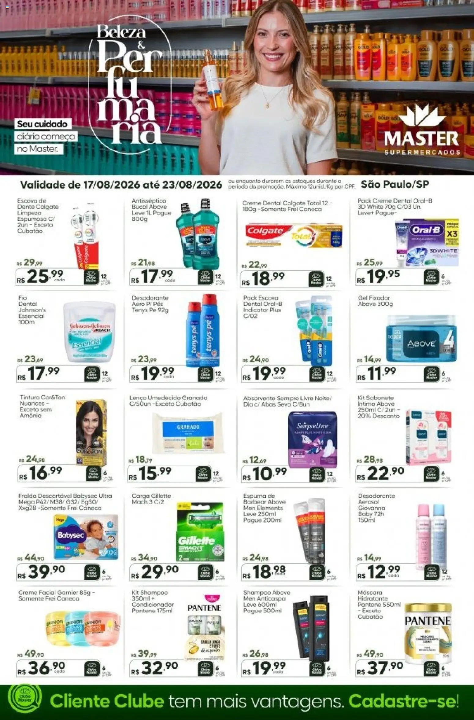 Master Folheto - válido de 17/08/2026 | Página: 1 | Produtos: Condicionador, Escova, Lenço, Lenço umedecido