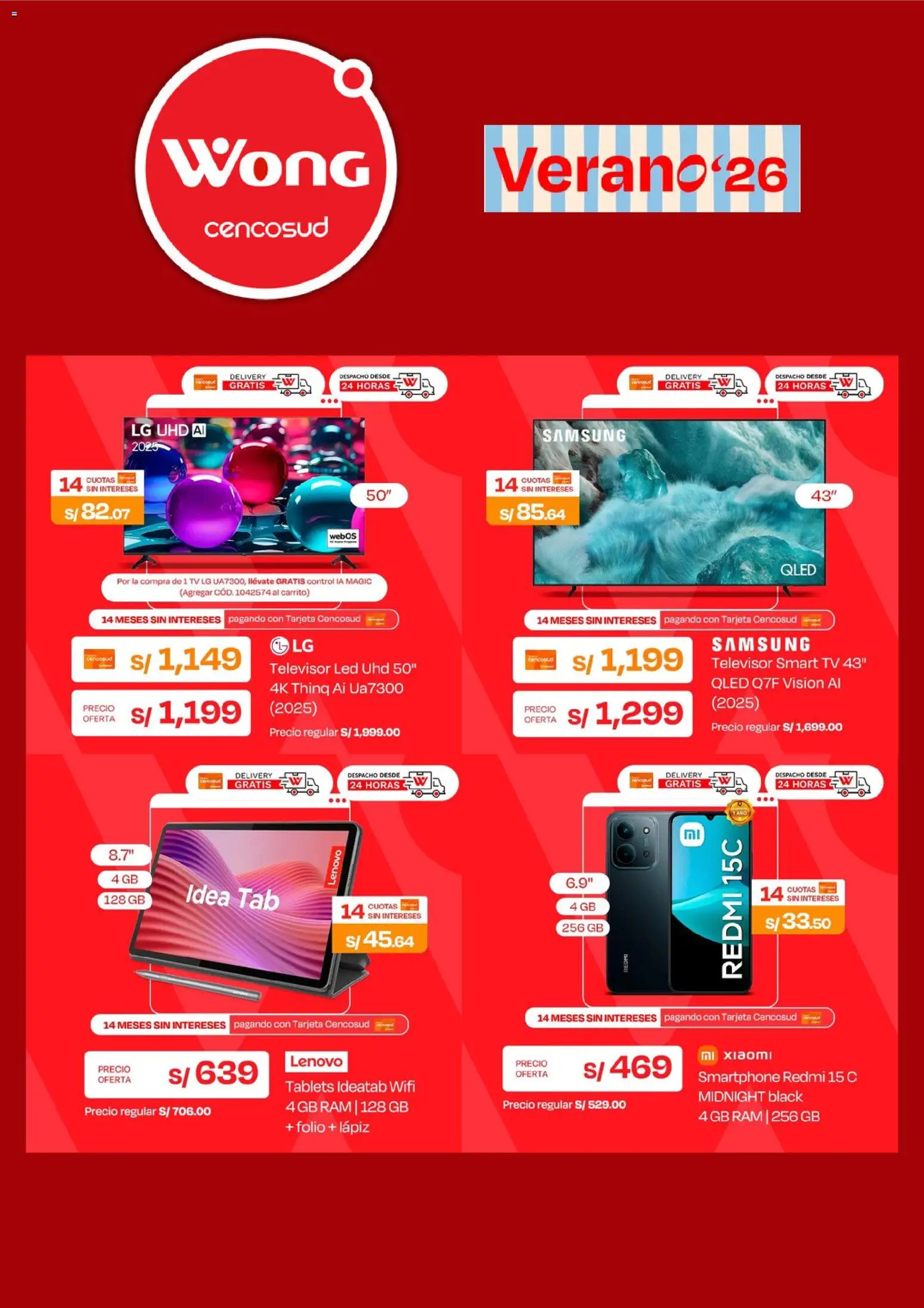 Catálogo Wong válido desde 04.05.2026 | Página: 4 | Productos: Smartphone, Televisor
