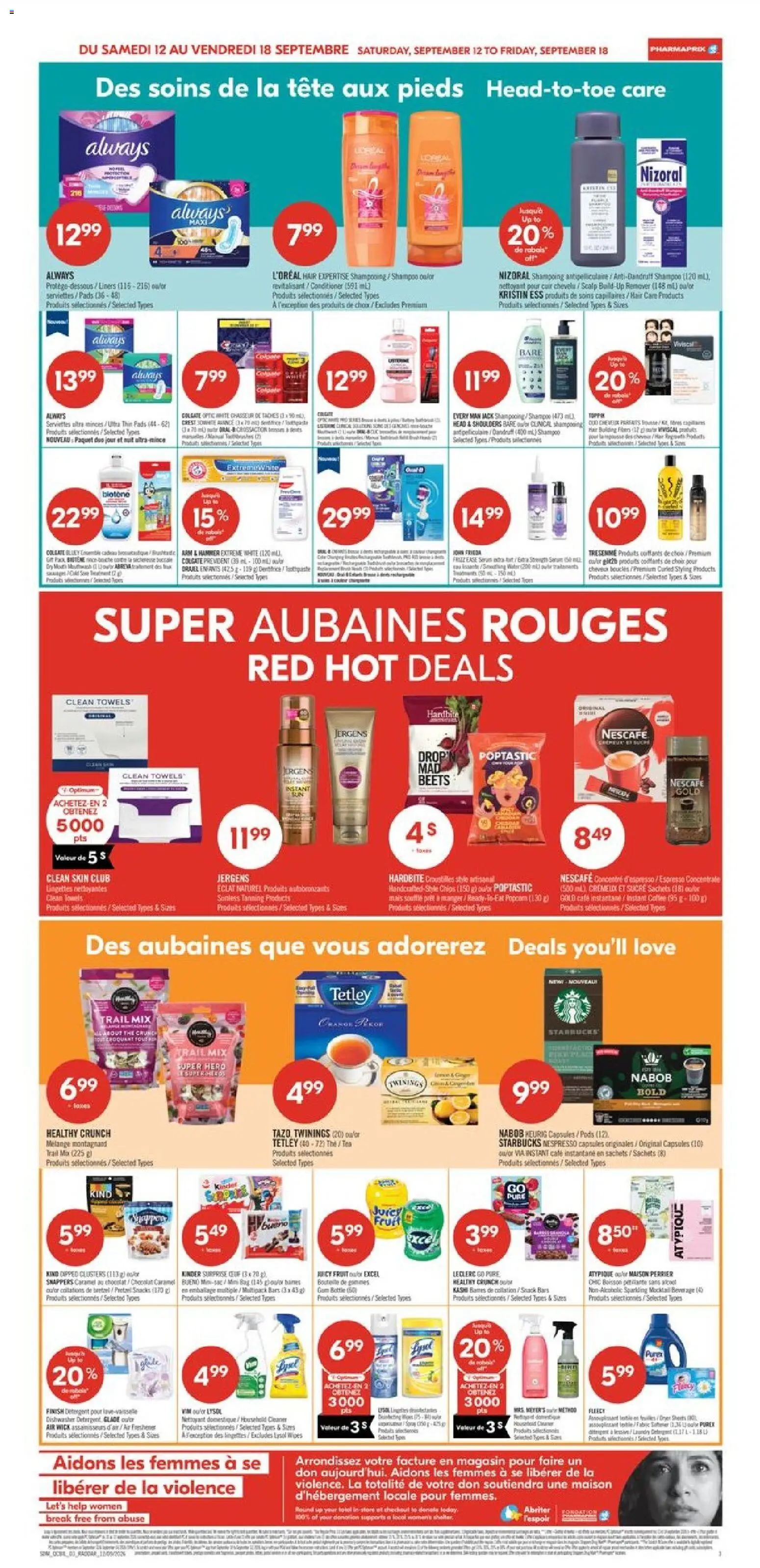 Pharmaprix flyer valid from Sep 12, 2026 | Page: 8 | Products: Tea, Head & Shoulders, Conditioner, Detergent