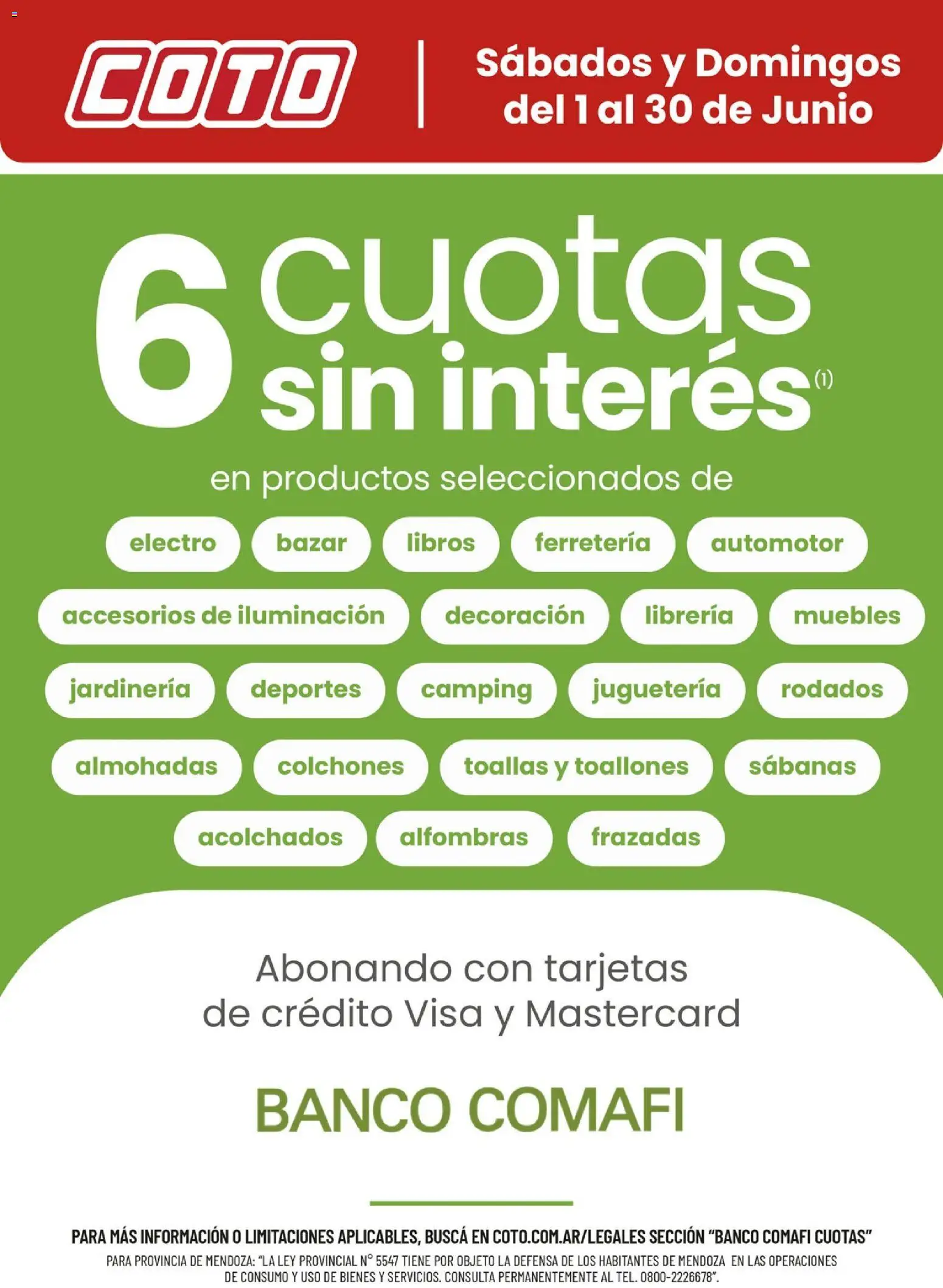 Coto - Banco Comafi Junio │ válido desde el 01.06.2026 | Página: 1 | Productos: Sabanas, Toallas