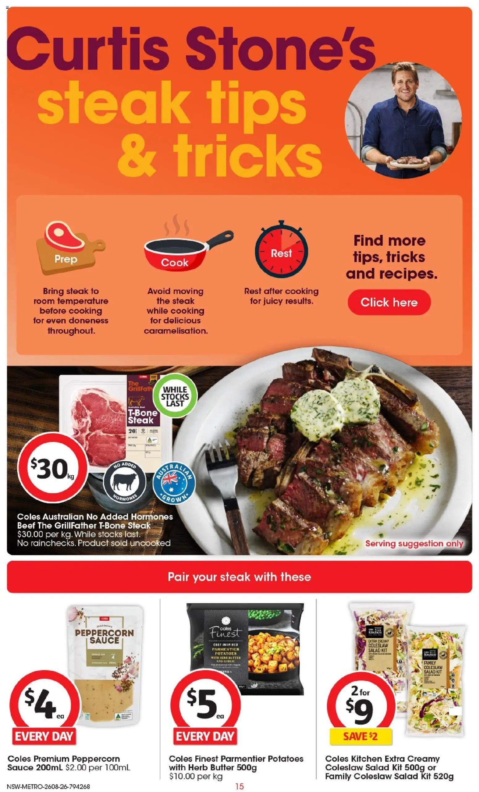Coles catalogue - valid from 26/08/2026 | Page: 15 | Products: Butter, Herb, Potatoes, Steak