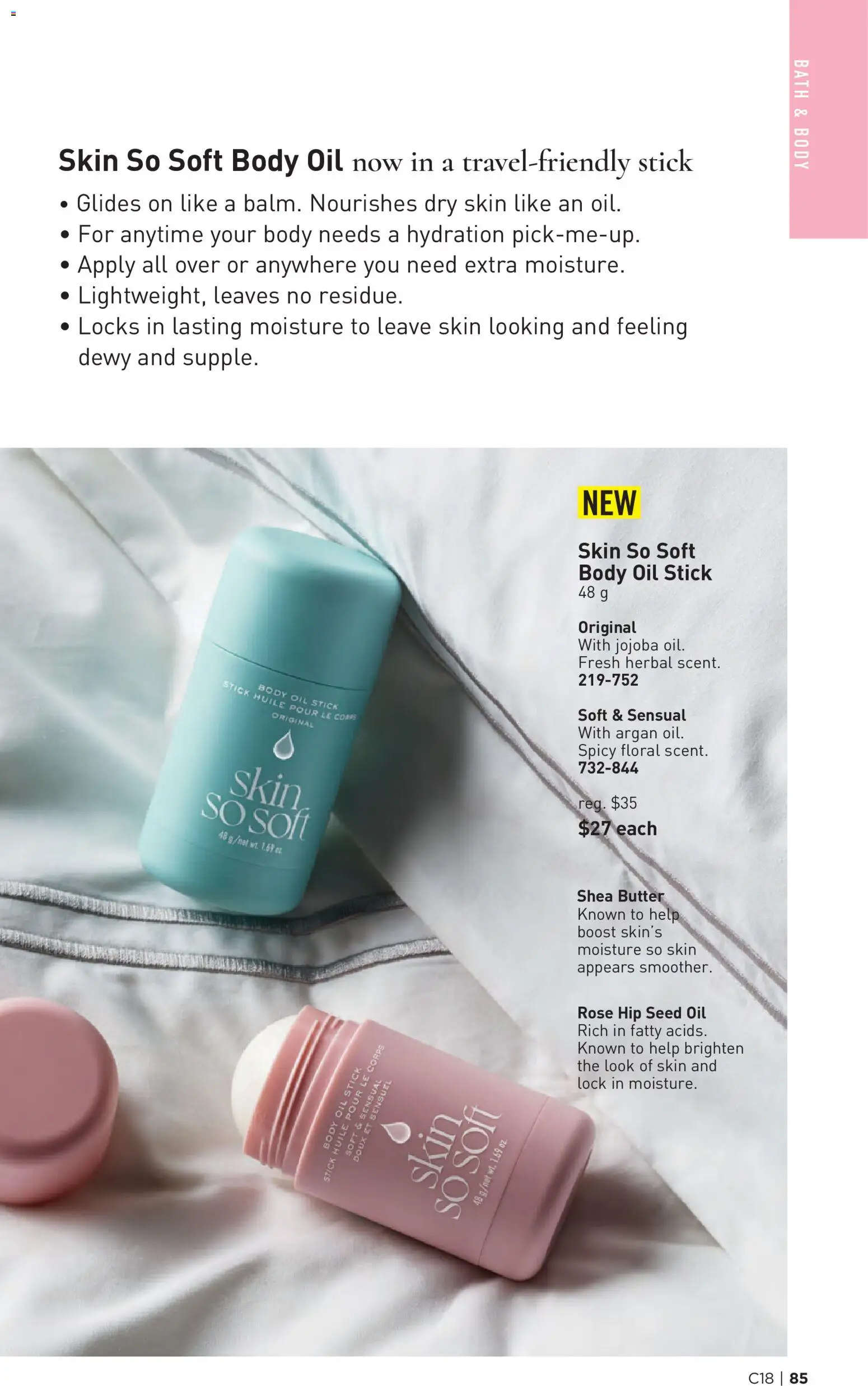 Avon flyer valid from Aug 27, 2026 | Page: 85 | Products: Bath, Butter, Oil, Shea butter