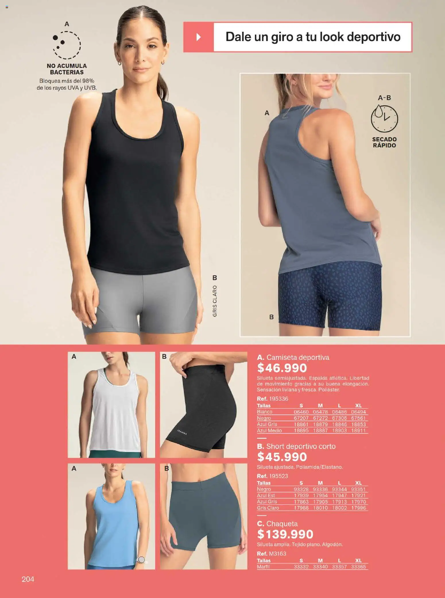 Leonisa revista - valida desde el 15/07/2026 | Página: 204 | Productos: Short, Camiseta, Uva, Chaqueta