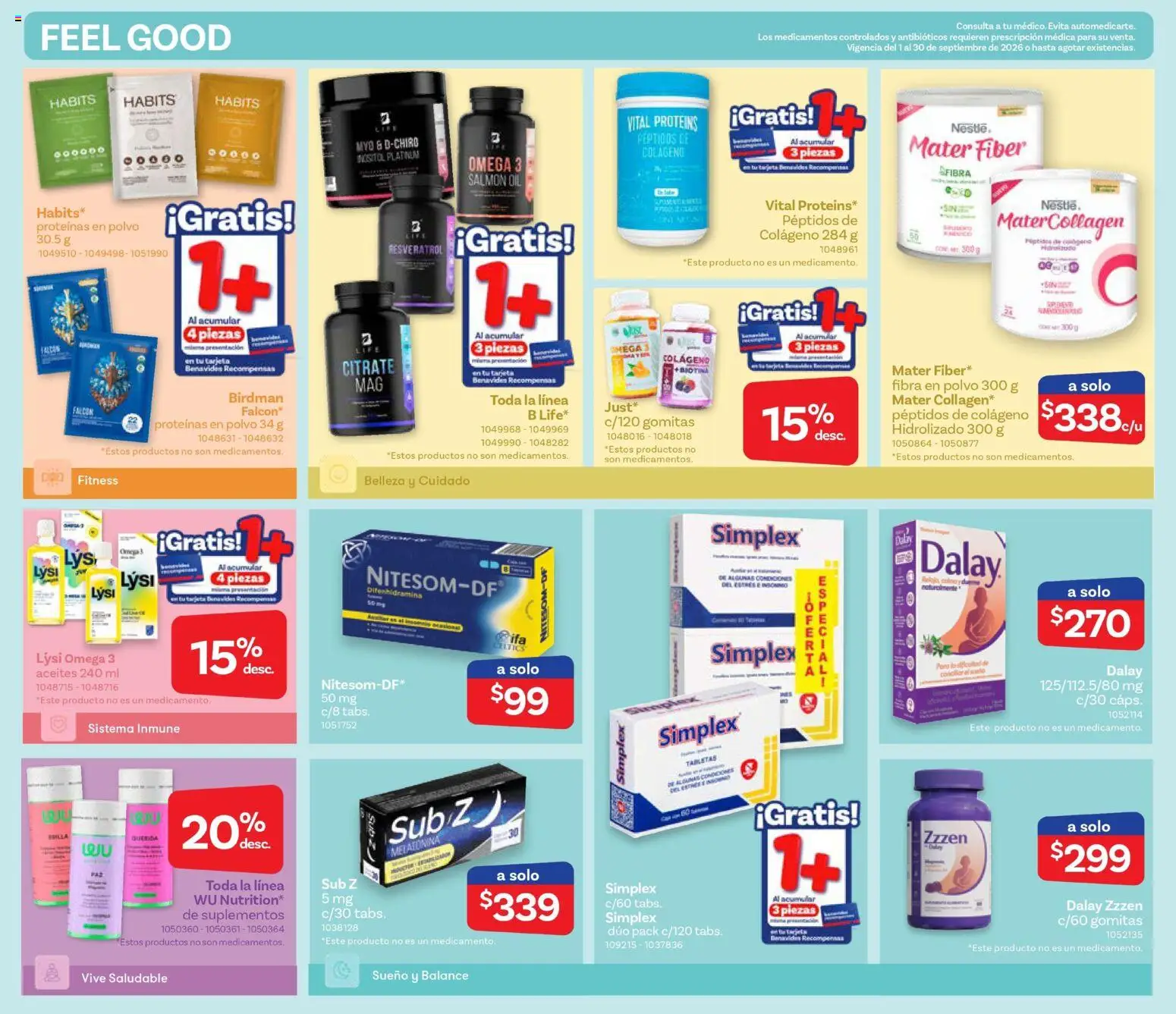 Nuevas ofertas de Farmacia Benavides válidas en toda la República Mexicana desde el 01/09/2026. ¡Encuentra las mejores ofertas en Farmacia Benavides catálogo! | Página: 12 | Productos: Salmón, Omega 3, Polvo, Gomitas