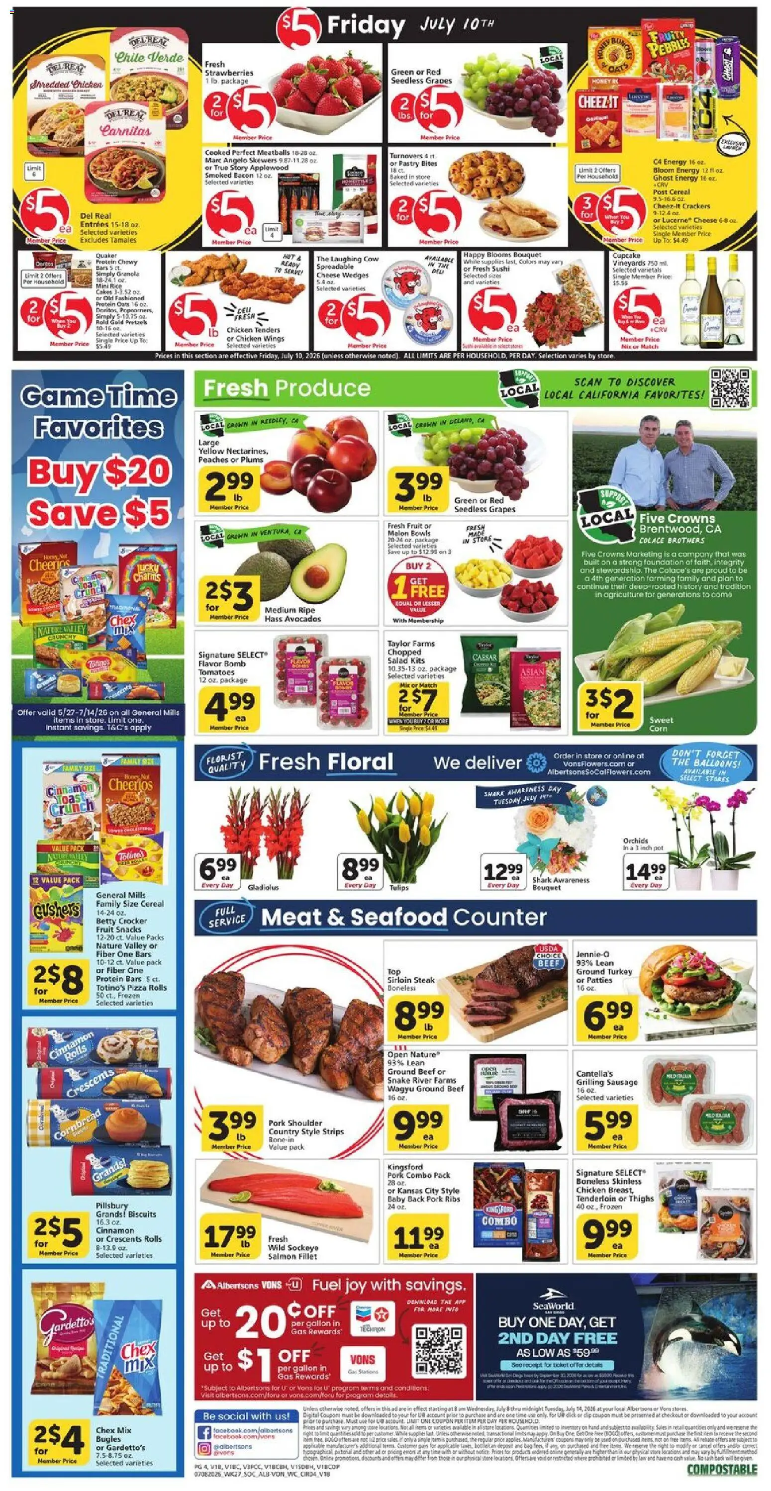 Vons Weekly Ad - valid from 07/08/2026 | Page: 3 | Products: Crowns, Rice, Beef, Strawberries