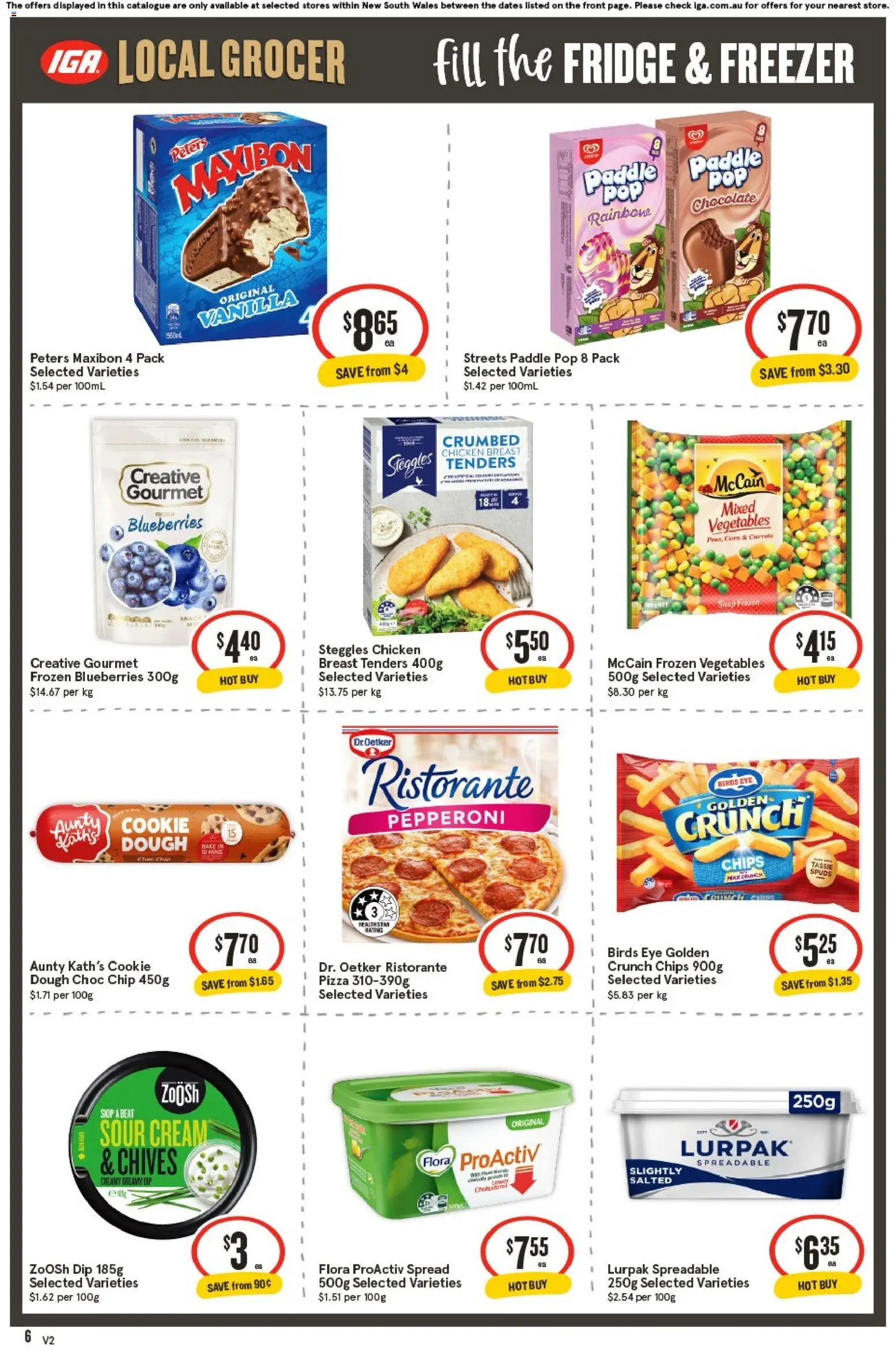 IGA catalogue - valid from 01/07/2026 | Page: 7 | Products: Pizza, Sour cream, Chips, Blueberries