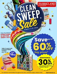 Preview of Fabricland weekly flyer / circulaire from shop Fabricland valid from Aug 1, 2026