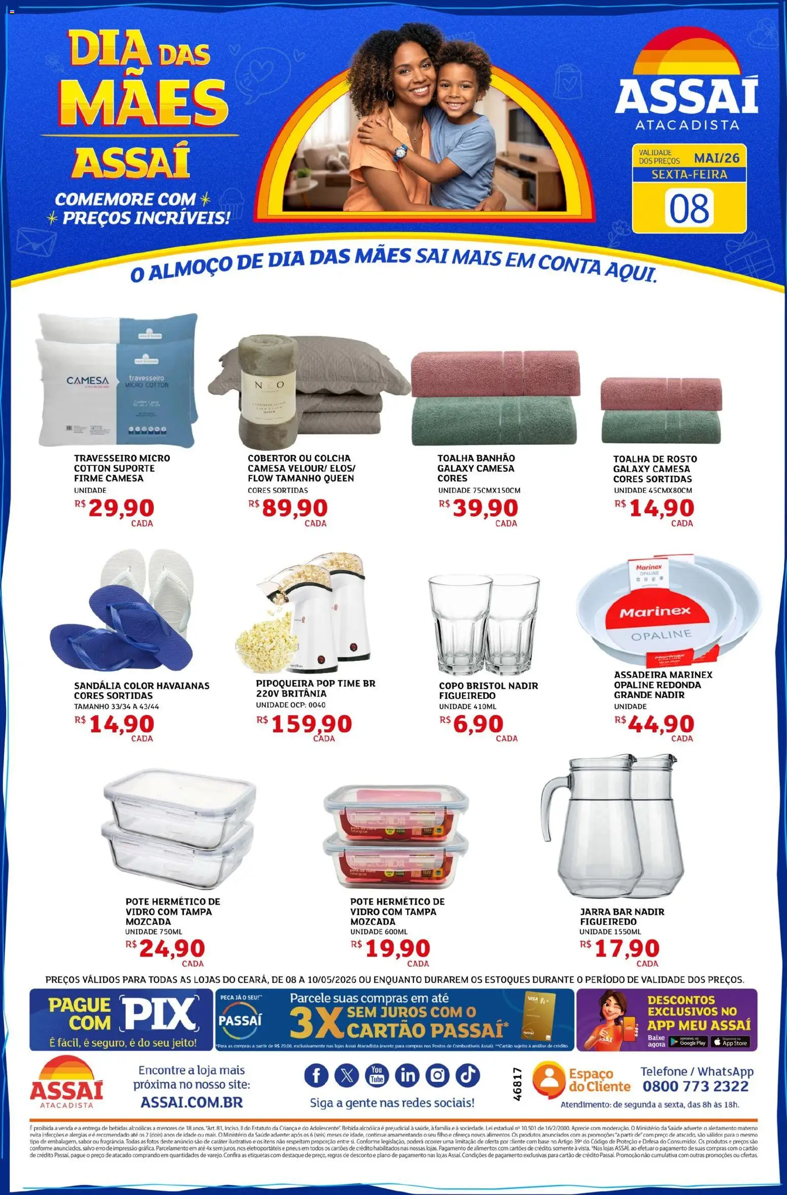 Assaí Atacadista Folheto - válido de 08.05.2026 | Página: 1 | Produtos: Cobertor, Base, Telefone, Jarra