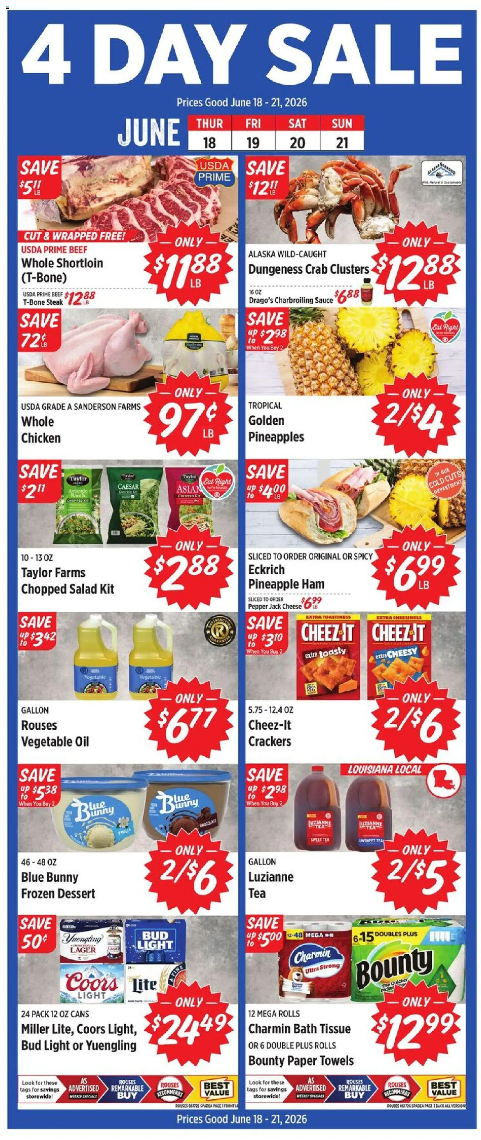 Rouses Weekly Ad - valid from 17.06.2026 | Page: 2 | Products: Oil, Chocolate, Beef, Pineapple