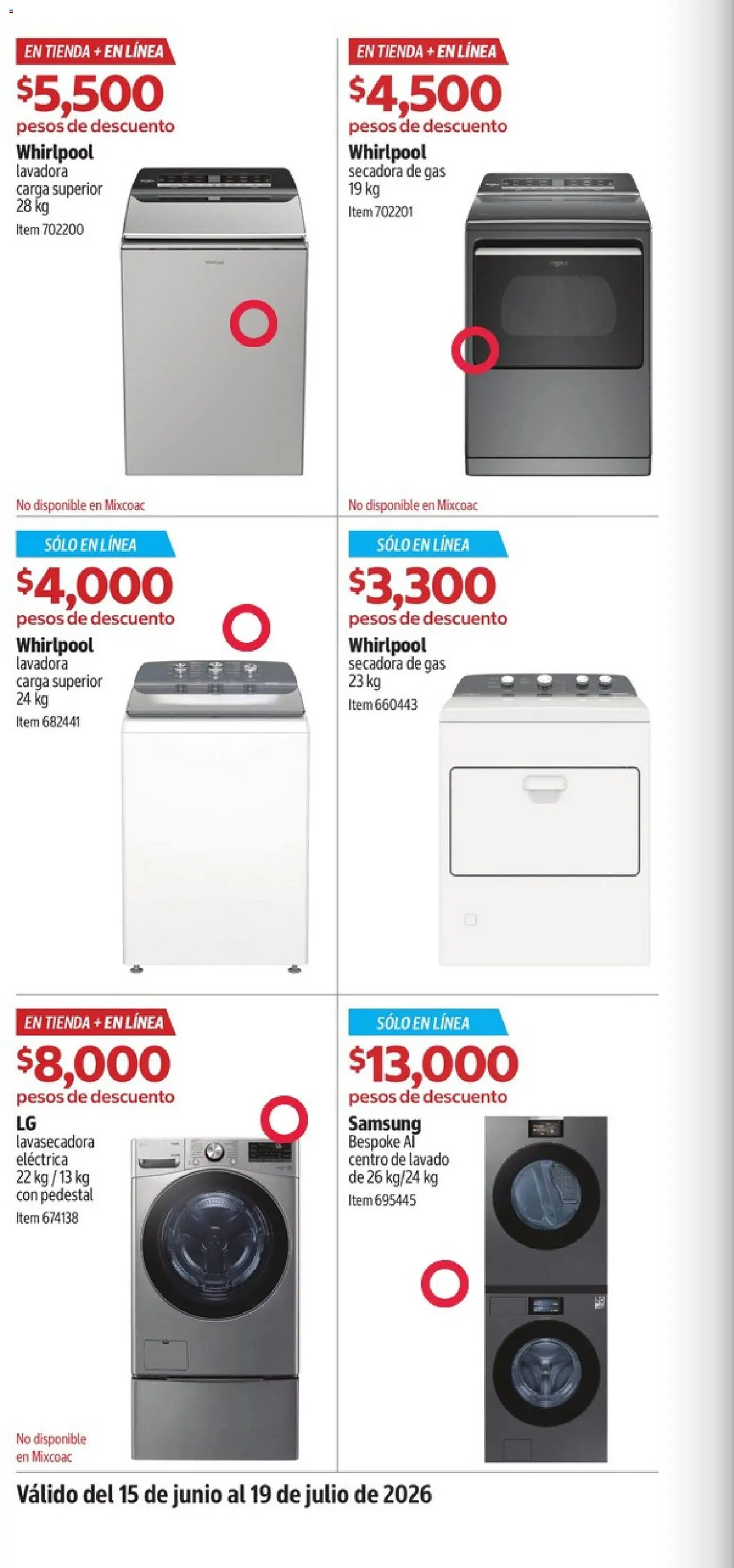 Nuevas ofertas de Costco válidas en toda la República Mexicana desde el 15/06/2026. ¡Encuentra las mejores ofertas en Costco catálogo Descuentos exclusivos! | Página: 8 | Productos: Secadora, Lavadora