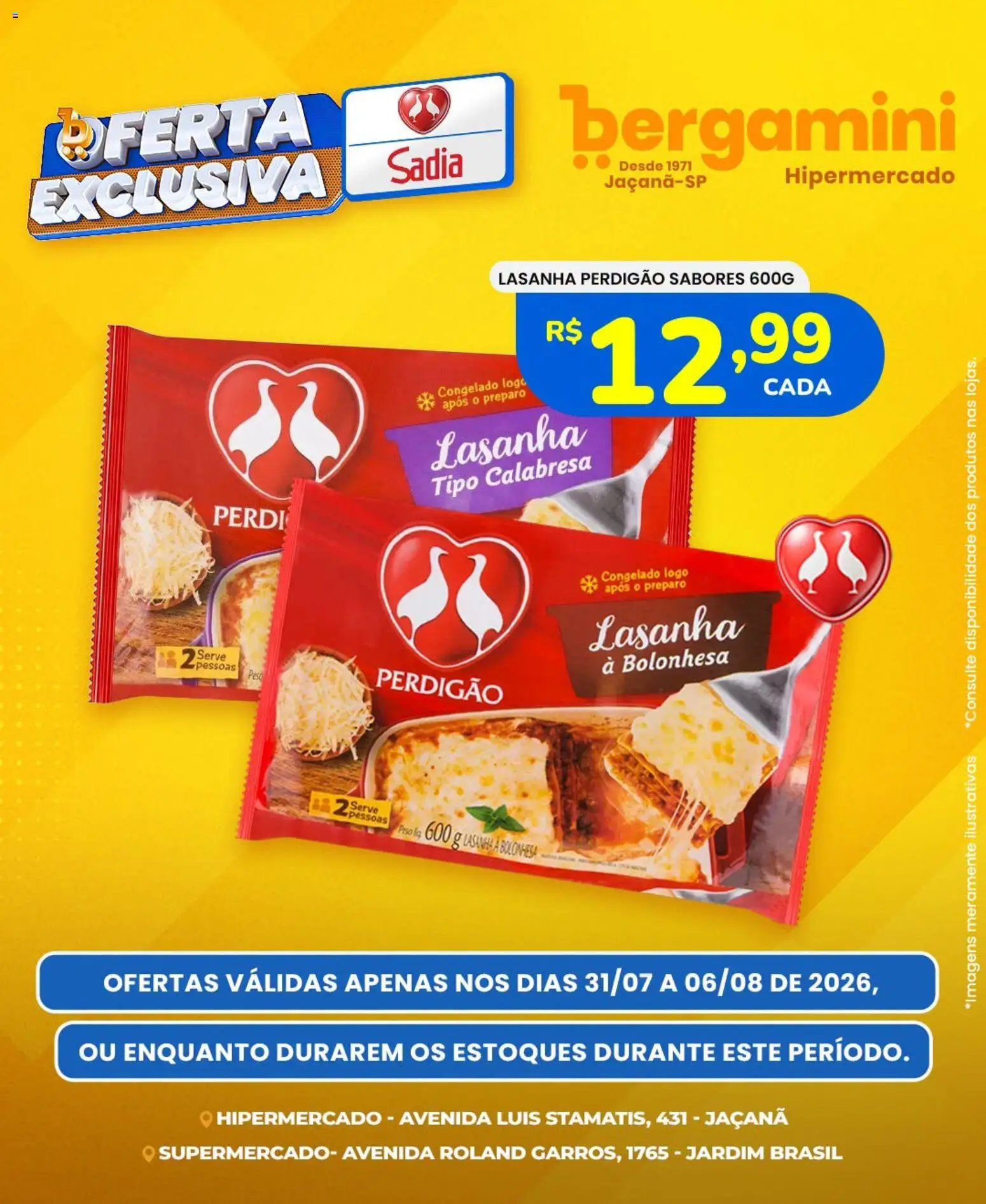 Supermercado Bergamini Folheto - válido de 31/07/2026 | Página: 1 | Produtos: Lasanha