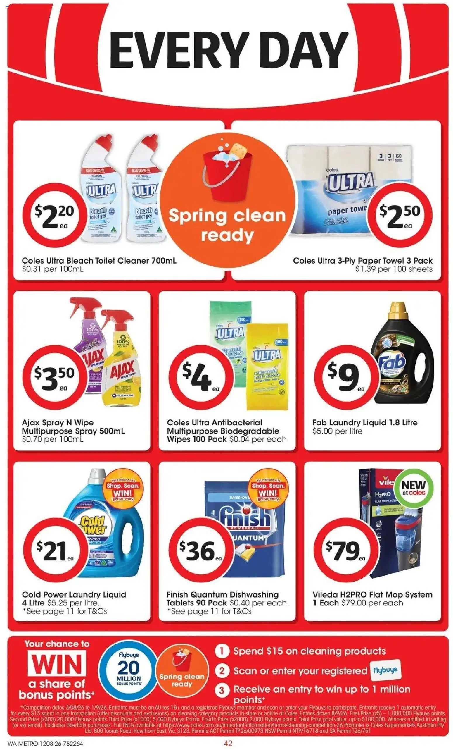 Coles catalogue - valid from 12/08/2026 | Page: 42 | Products: Cleaner, Antibacterial wipes, Laundry, Tablets