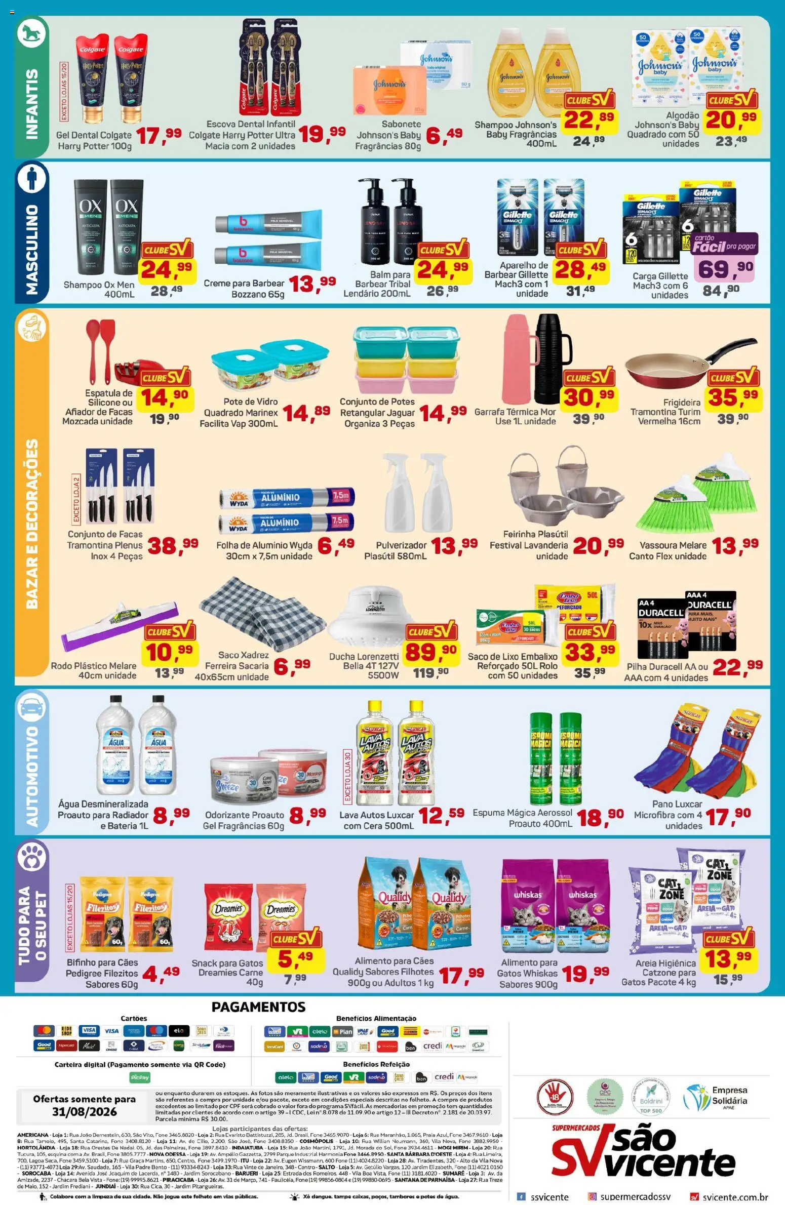 Supermercados São Vicente Folheto - válido de 31/08/2026 | Página: 2 | Produtos: Facas, Areia, Peixe, Espátula