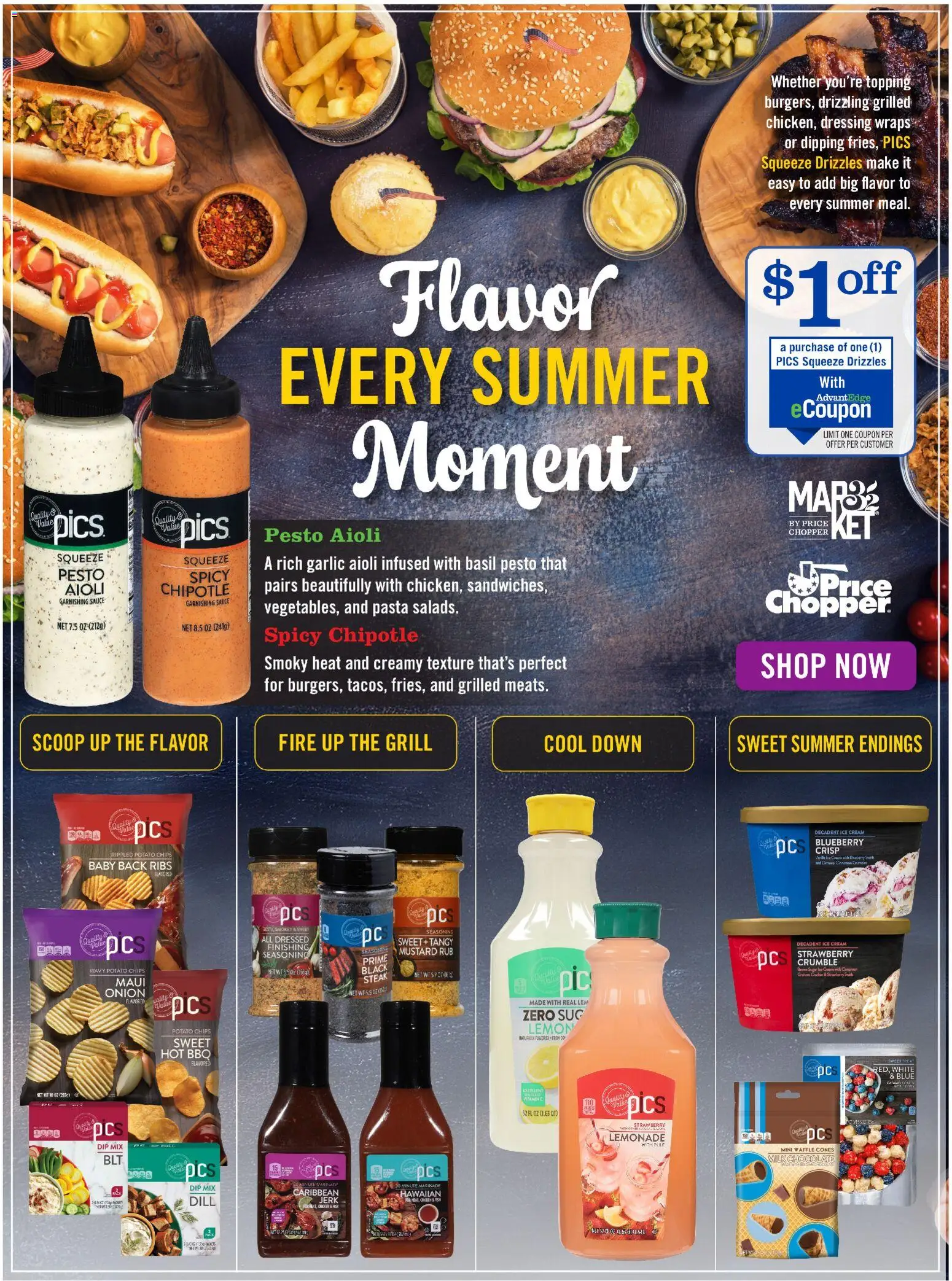 Price Chopper Flavor Every Summer Moment - valid from 07/01/2026 | Page: 1 | Products: Ice cream, Sauce, Lemon, Garlic