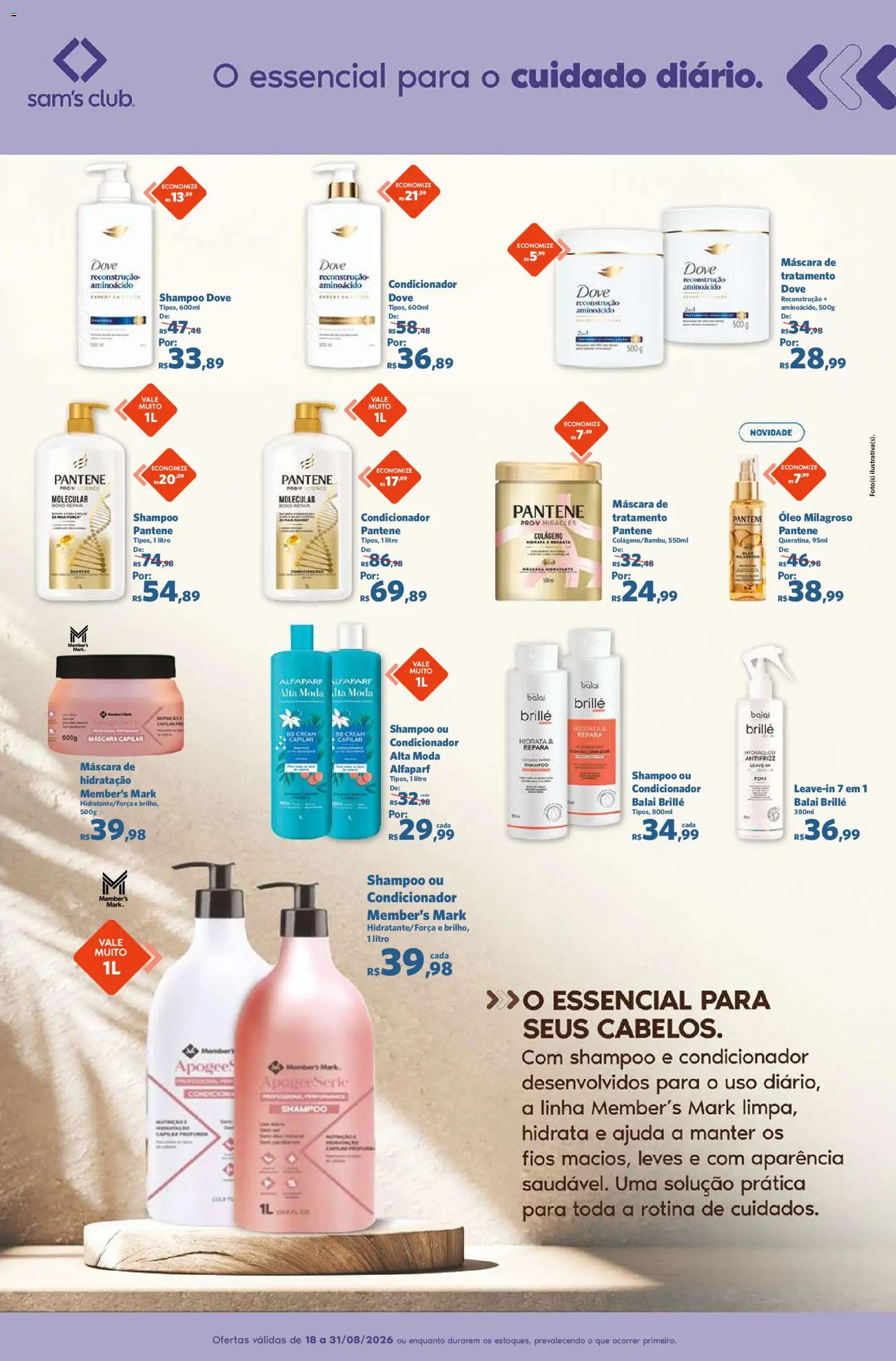 Sam's Club Folheto - válido de 18/08/2026 | Página: 3 | Produtos: Colágeno, Condicionador, Óleo, Máscara capilar
