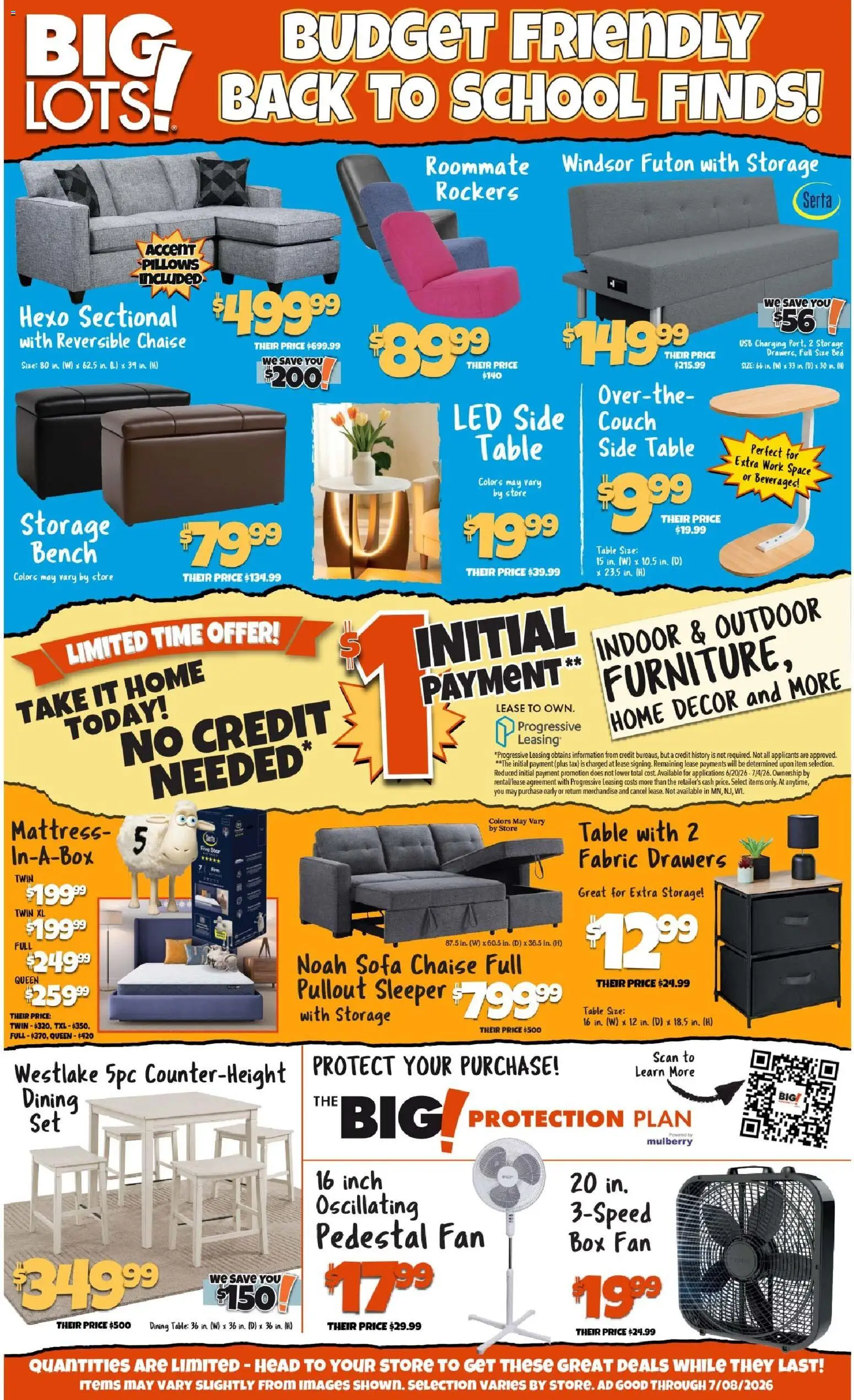 Big Lots Ad - valid from 07/02/2026 | Page: 2 | Products: Bed, Sofa, Couch, Sectional