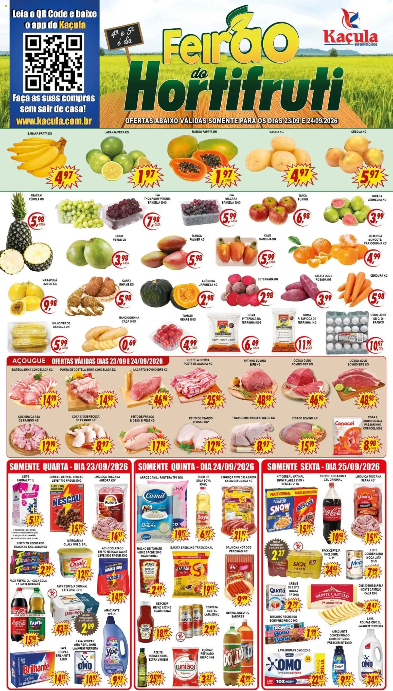 Kaçula Folheto - válido de 23/09/2026 | Página: 1 | Produtos: Achocolatado, Bandeja, PC, Azeite