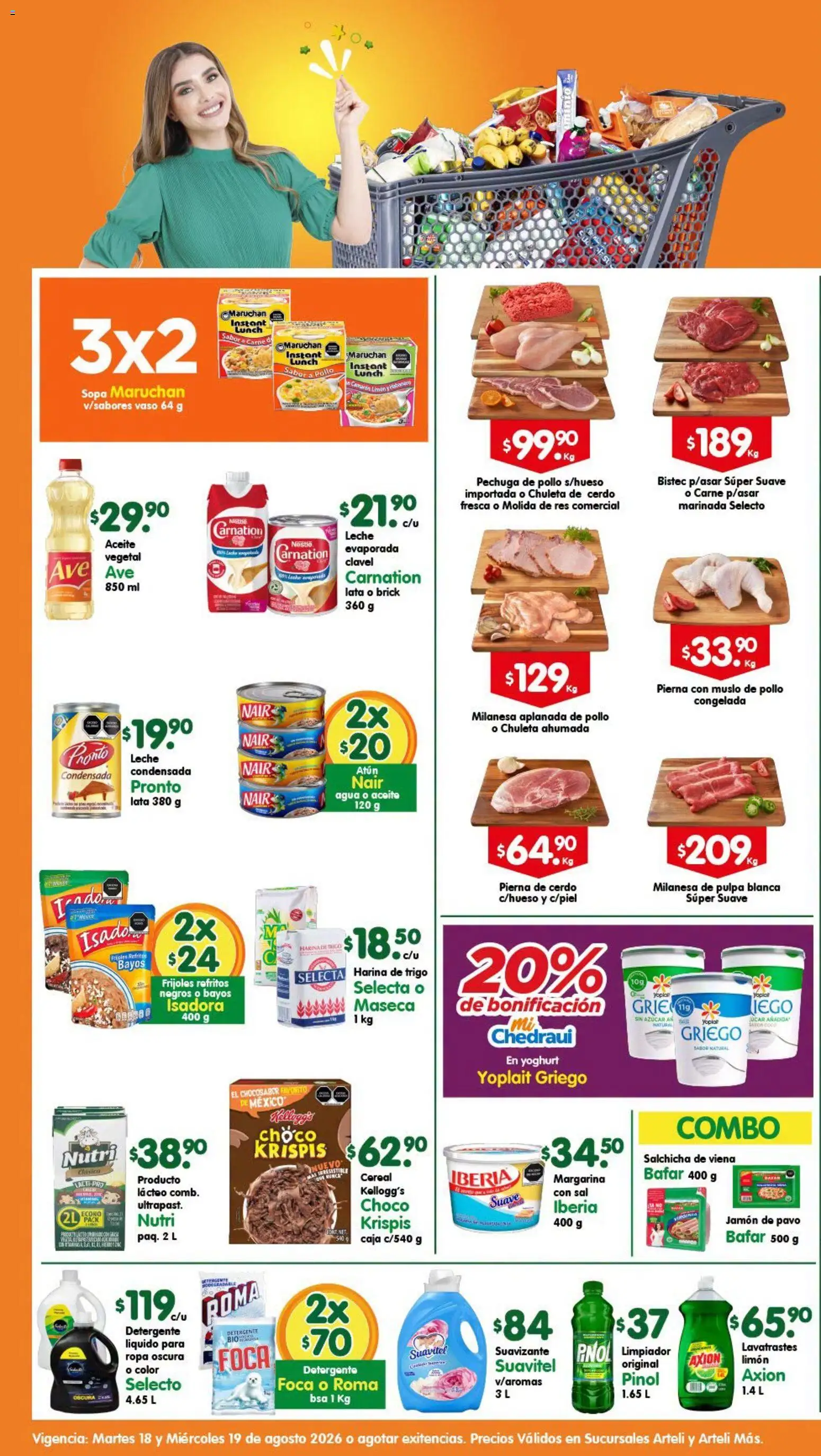 Nuevas ofertas de Arteli válidas en toda la República Mexicana desde el 18/08/2026. ¡Encuentra las mejores ofertas en Arteli folleto! | Página: 1 | Productos: Pollo, Atún, Chuleta ahumada, Pavo