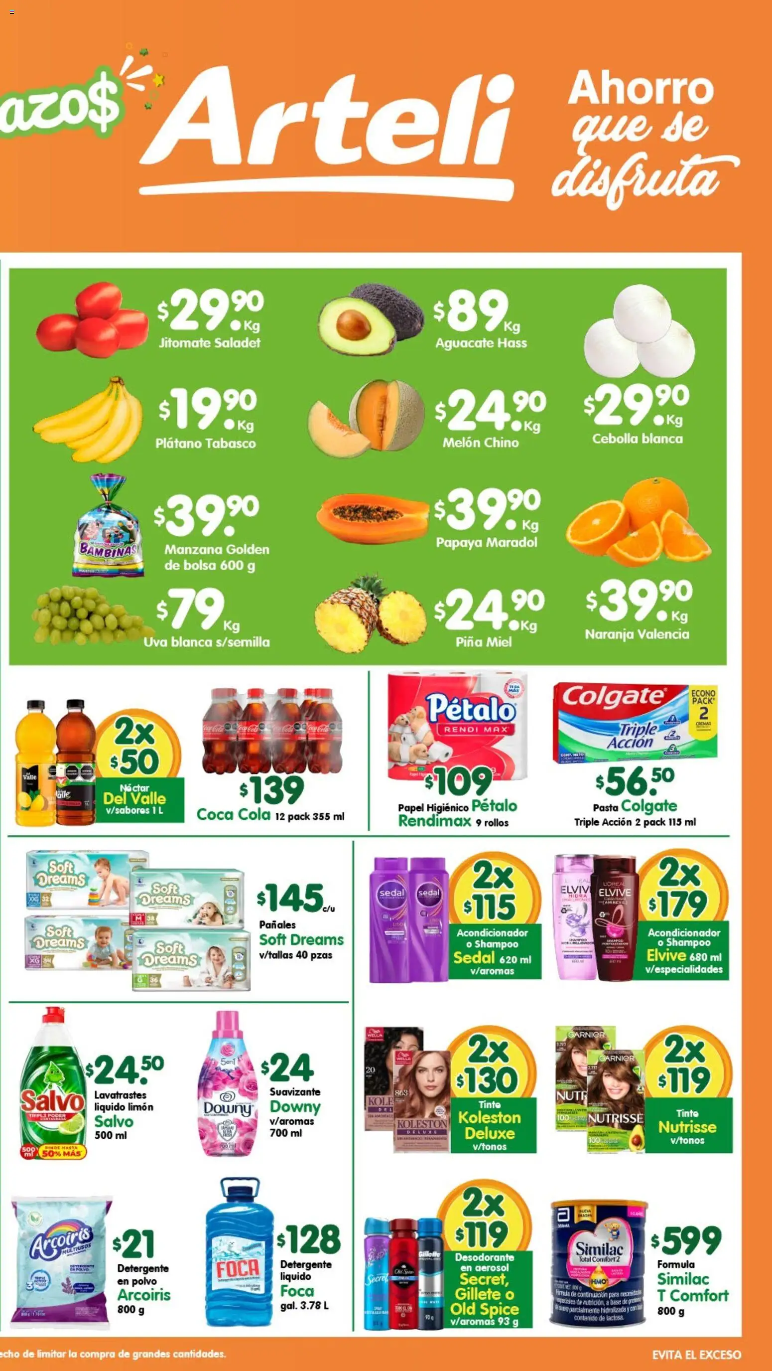 Nuevas ofertas de Arteli válidas en toda la República Mexicana desde el 15.06.2026. ¡Encuentra las mejores ofertas en Arteli folleto Tuxpan! | Página: 2 | Productos: Desodorante, Aguacate, Pañales, Acondicionador