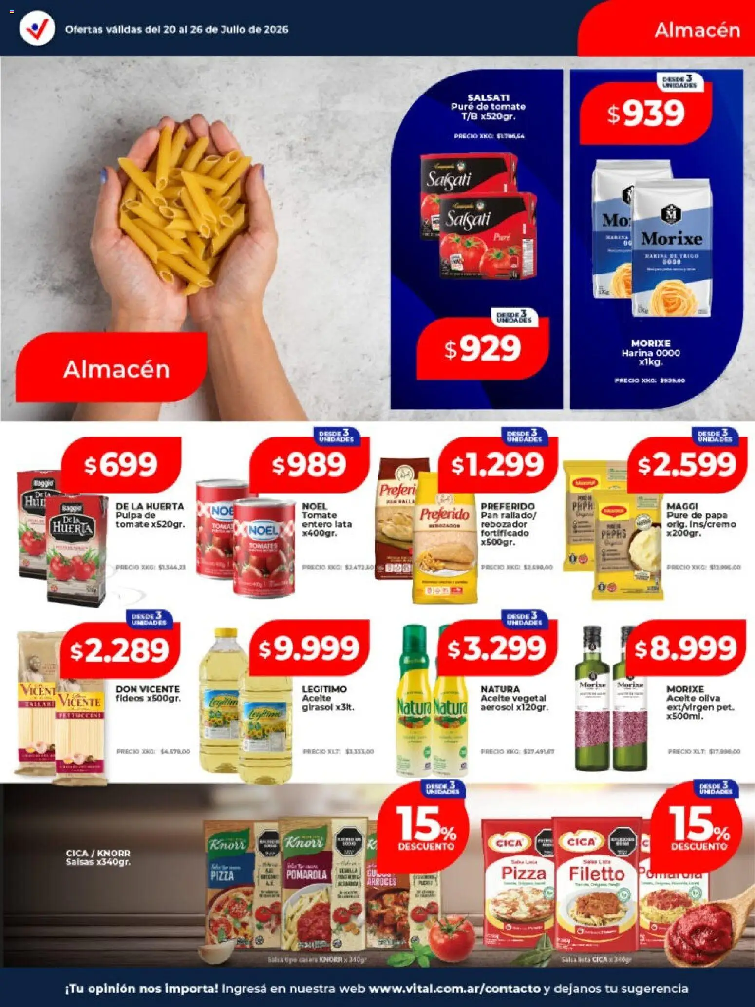Vital - Ofertas │ válido desde el 20/07/2026 | Página: 15 | Productos: Harina, Aceite, Tomate, Fideos