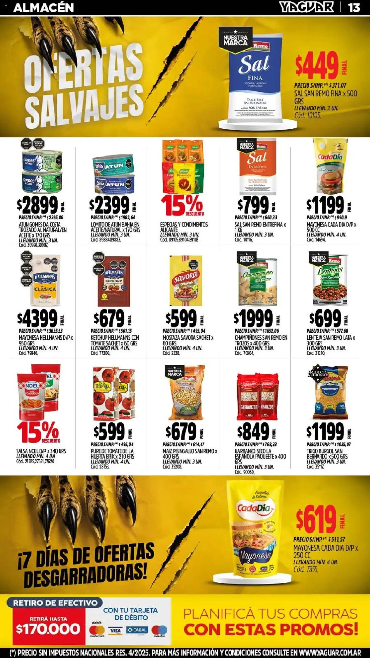 Yaguar - Oferta Semanal Salta │ válido desde el 10/08/2026 | Página: 16 | Productos: Lentejas, Mostaza, Sal, Pure de Tomate