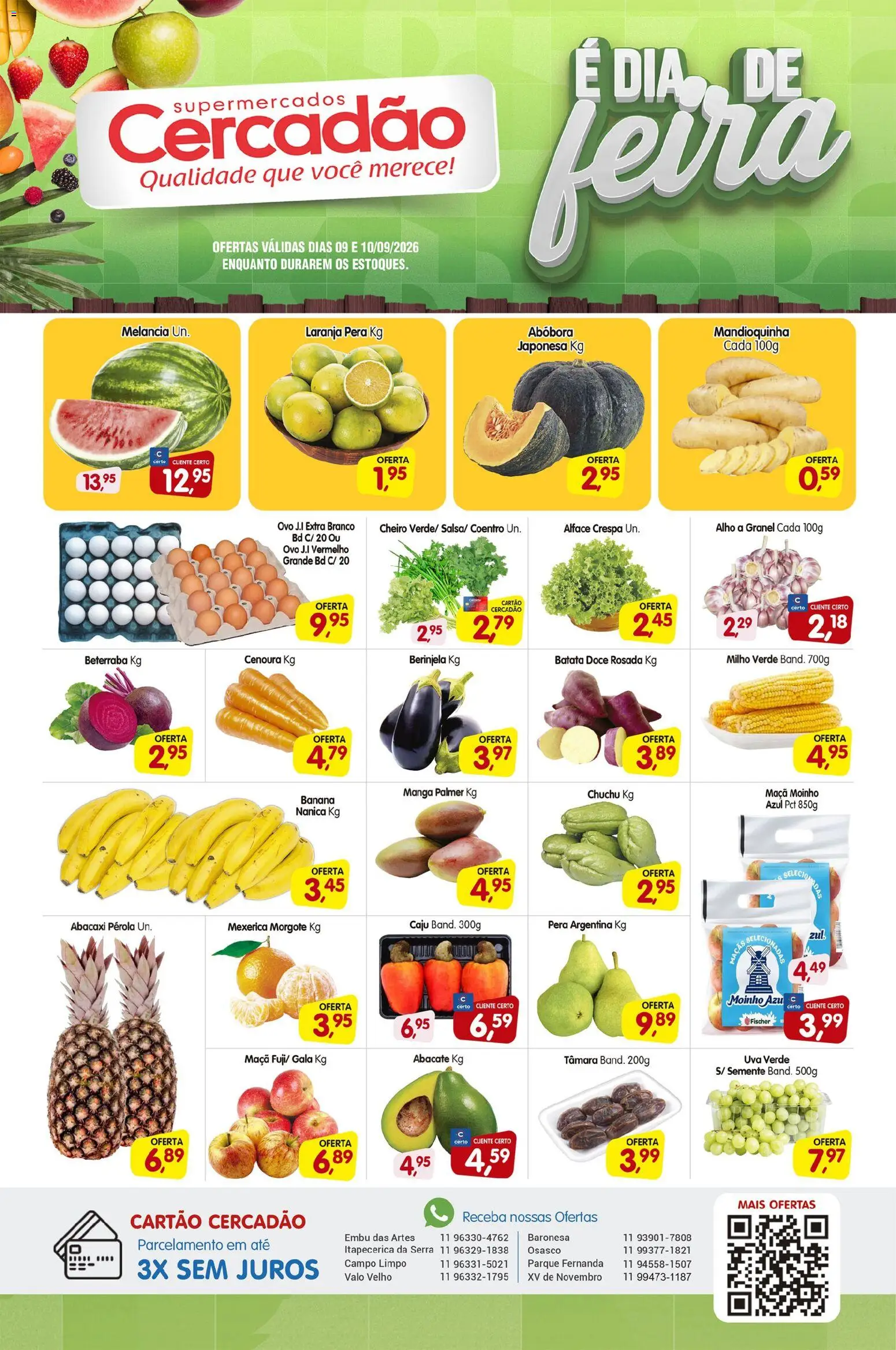 Cercadão Folheto - válido de 09/09/2026 | Página: 1 | Produtos: Mexerica, Chuchu, Milho verde, Batata