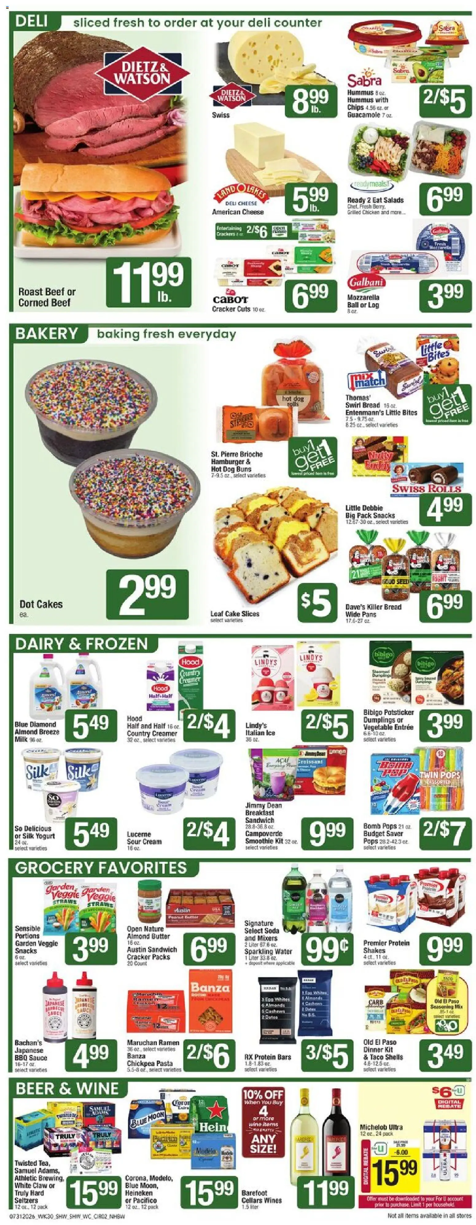 Shaw's Weekly Ad - NH - valid from 07/31/2026 | Page: 2 | Products: Bakery, Wine, Pasta, Cream