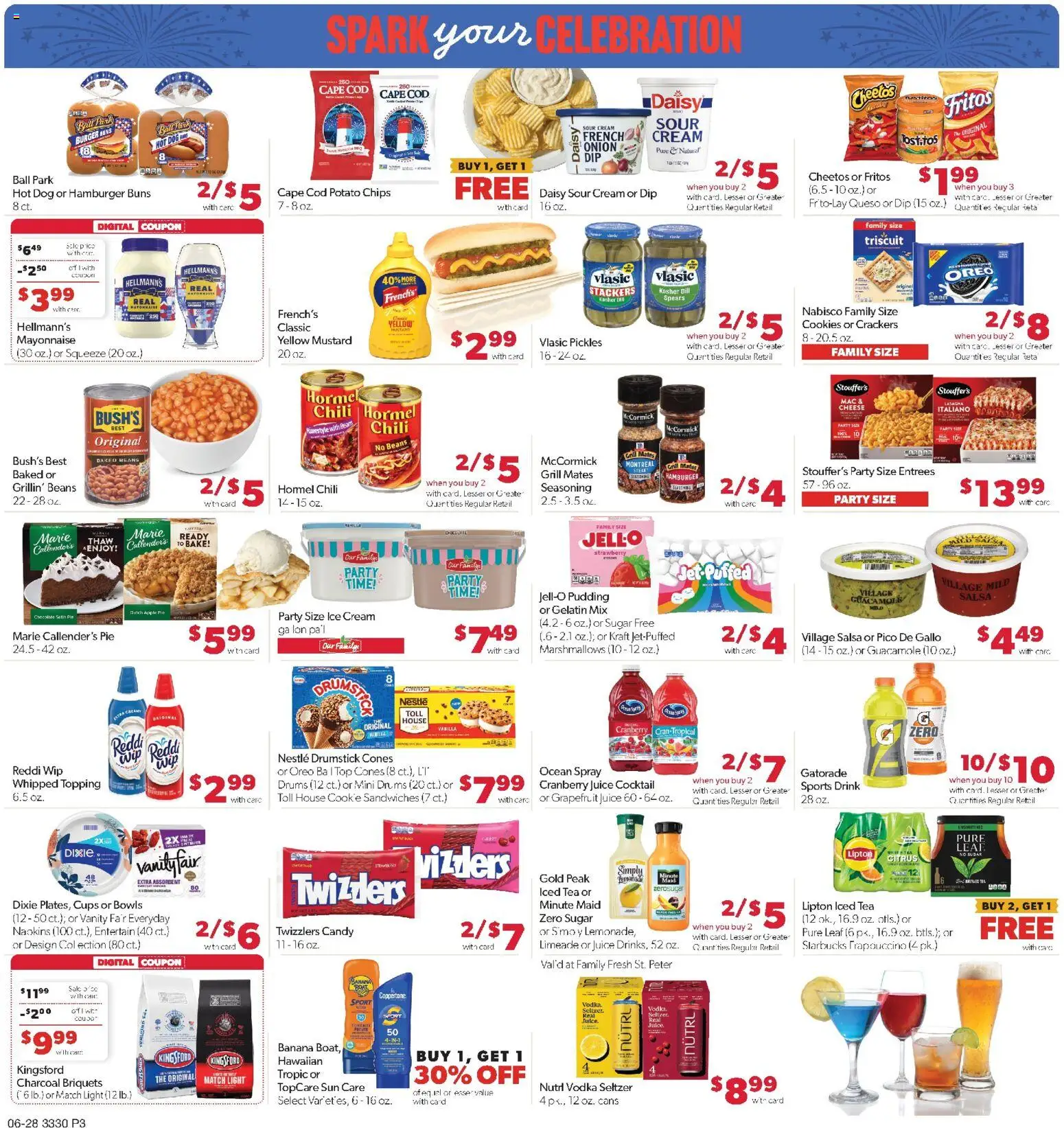 Family Fare Weekly Ad - MN - valid from 06/28/2026 | Page: 3 | Products: Sour cream, Cookies, Mayonnaise, Onion