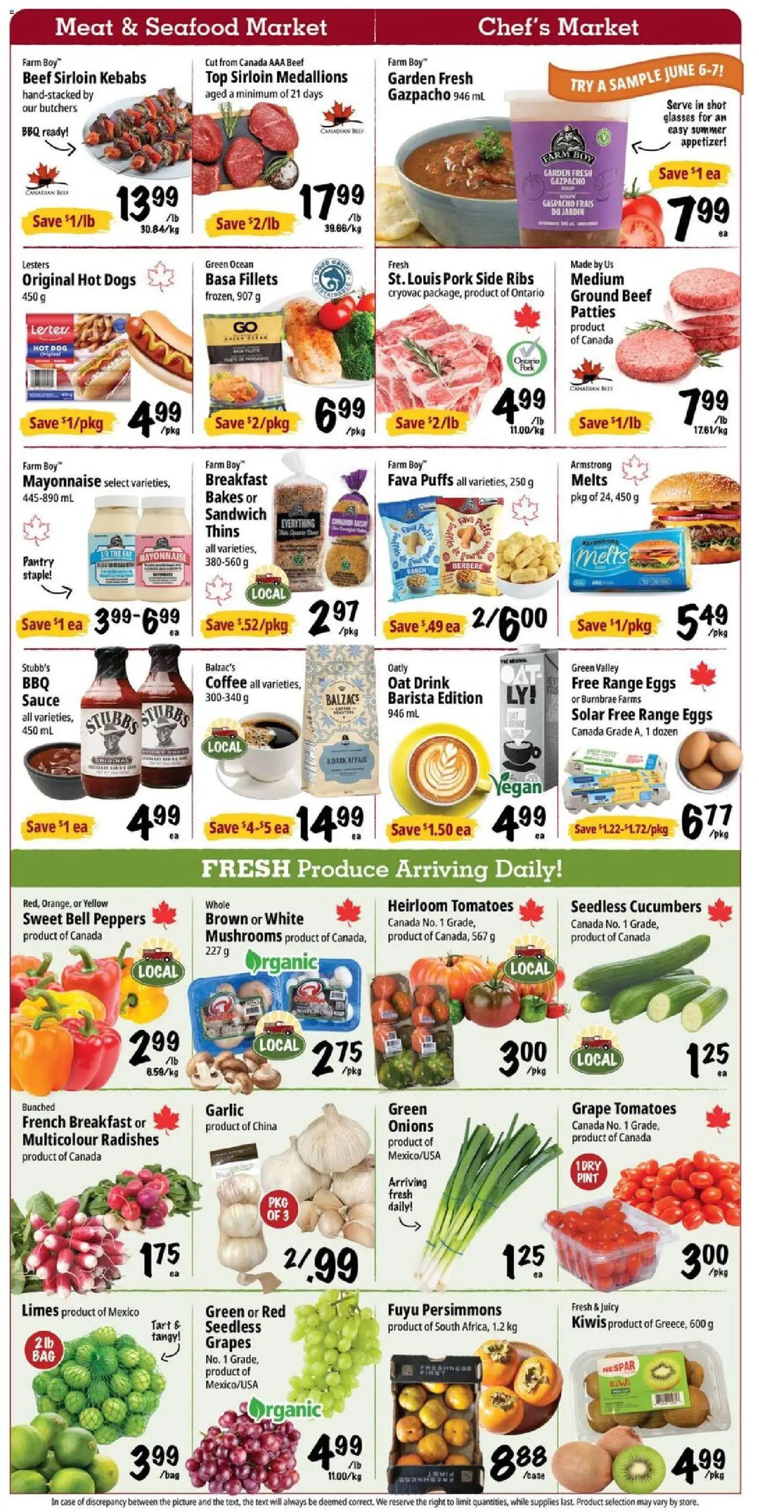 Farm Boy flyer valid from 04.06.2026 | Page: 2 | Products: Cucumbers, Eggs, Coffee, Tomatoes