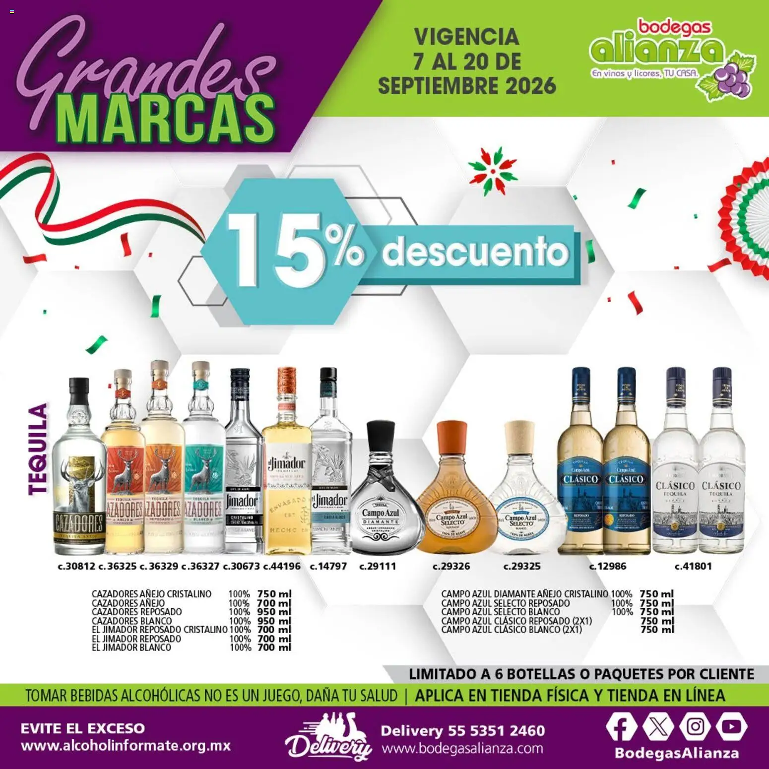Nuevas ofertas de Bodegas Alianza válidas en toda la República Mexicana desde el 07/09/2026. ¡Encuentra las mejores ofertas en Bodegas Alianza catálogo Grandes Marcas! | Página: 6 | Productos: Res, Tequila, Bebidas