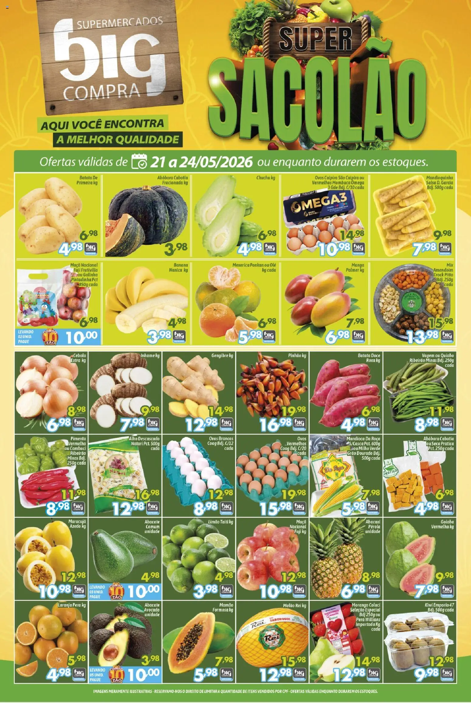 Big Compra Folheto - válido de 21.05.2026 | Página: 1 | Produtos: Mexerica, Cebola, Gengibre, Abacaxi