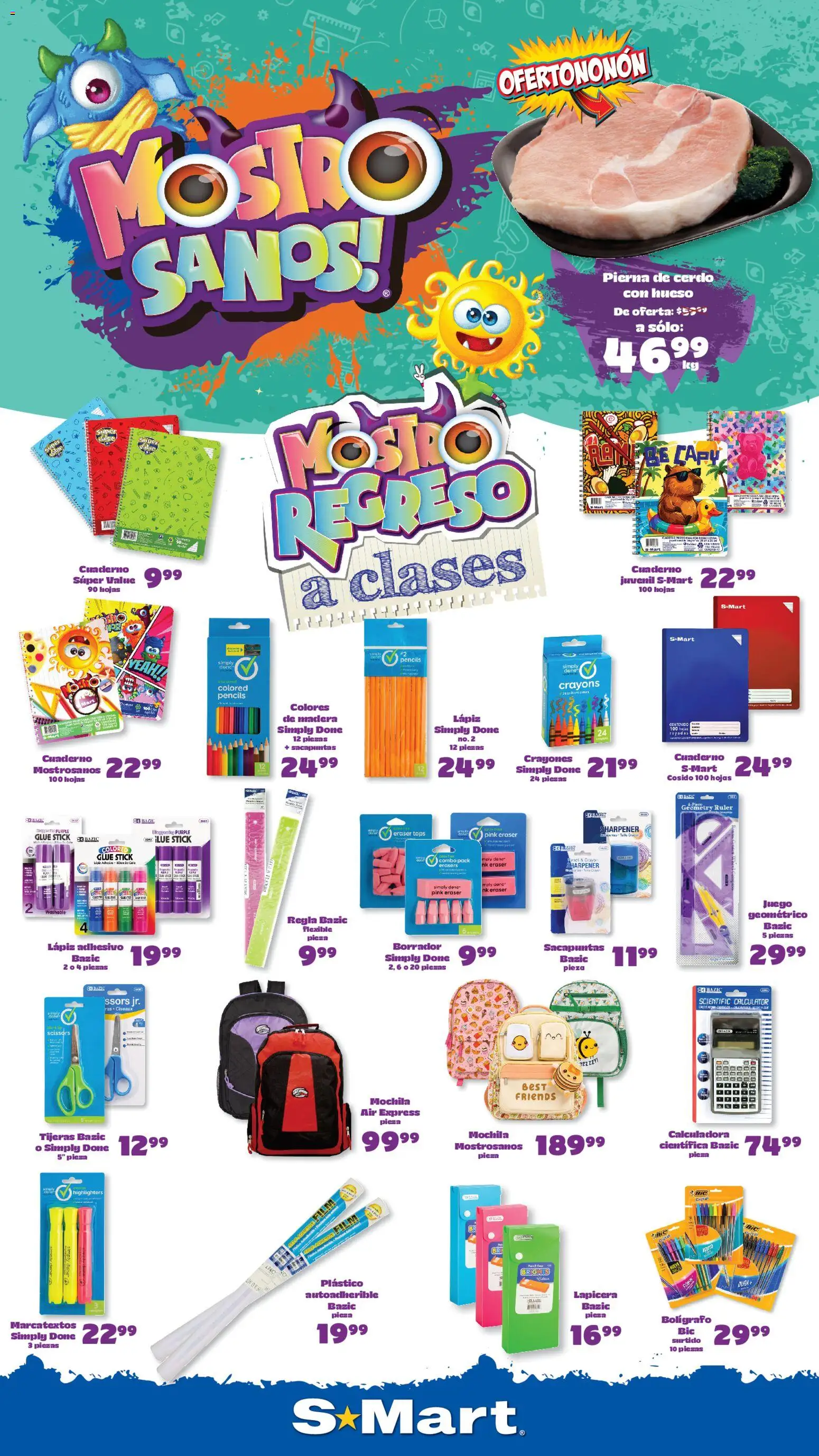 Nuevas ofertas de S-Mart válidas en toda la República Mexicana desde el 28/08/2026. ¡Encuentra las mejores ofertas en S-Mart folleto Ofertas de feria Juárez! | Página: 1 | Productos: Mochila, Cuaderno, Juego, Flexible
