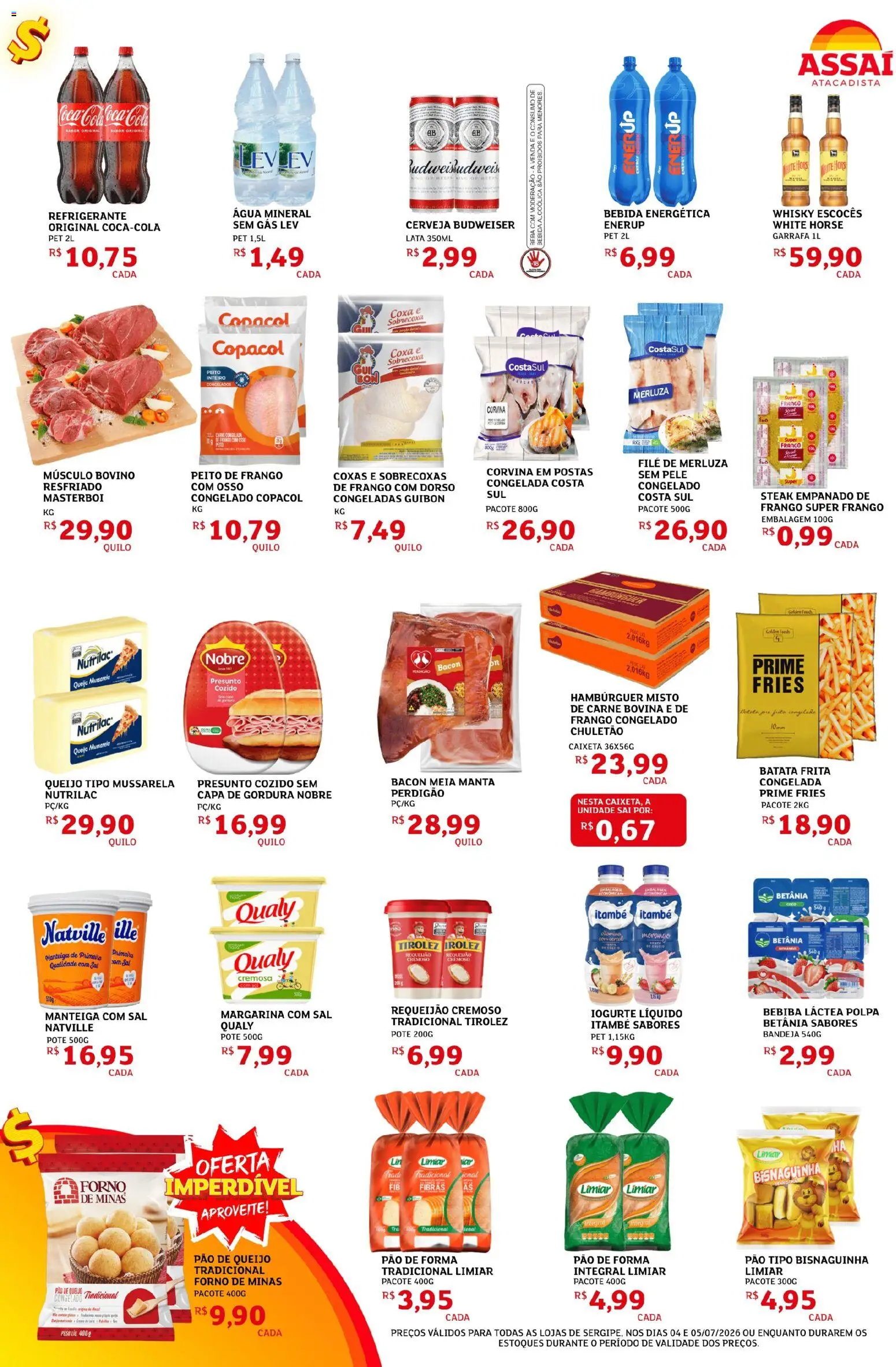 Assaí Atacadista Folheto - válido de 04/07/2026 | Página: 2 | Produtos: Manteiga, Presunto, Sal, Requeijão