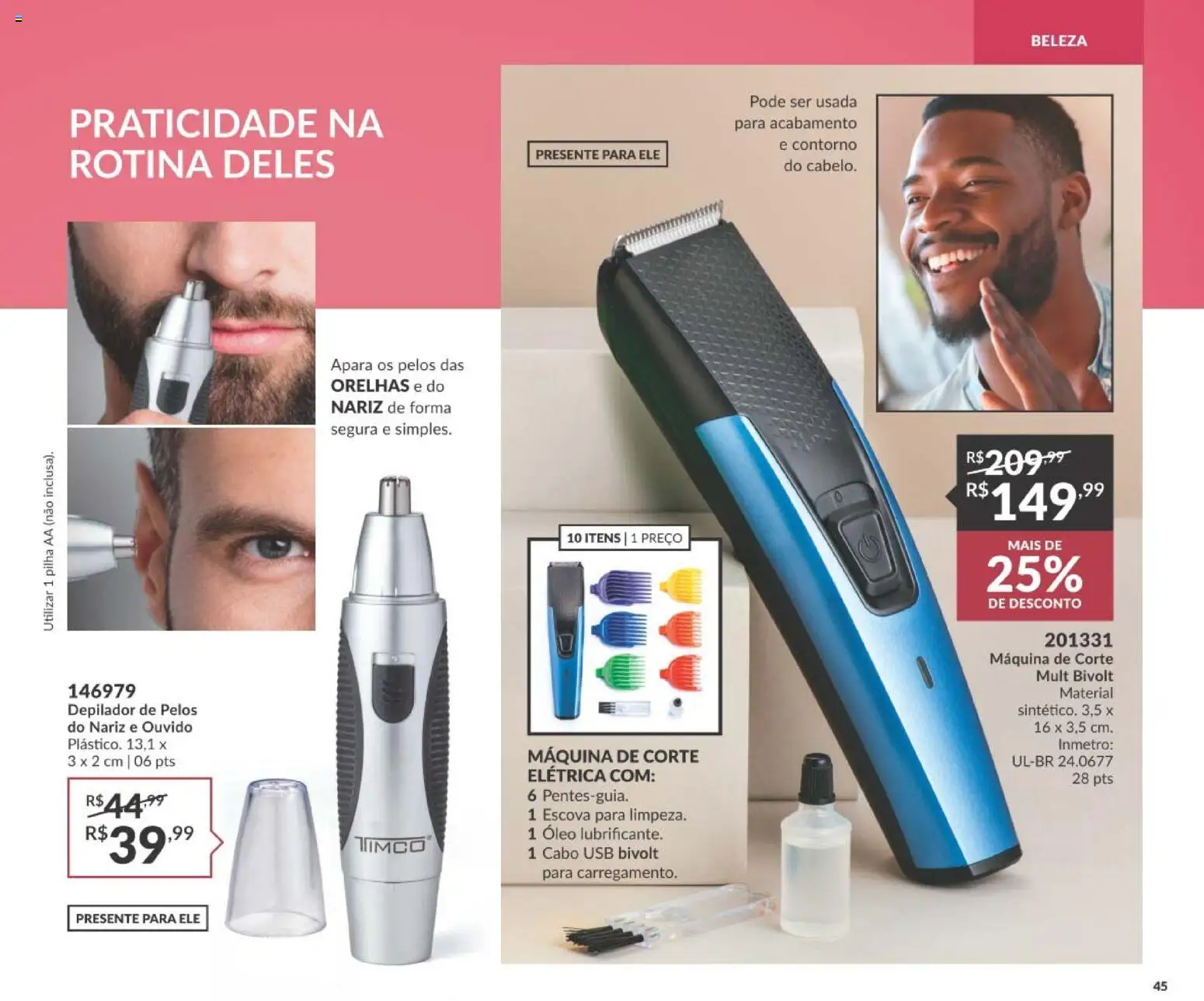 Avon Folheto - válido de 01/09/2026 | Página: 45 | Produtos: Escova, Óleo, Cabo, USB