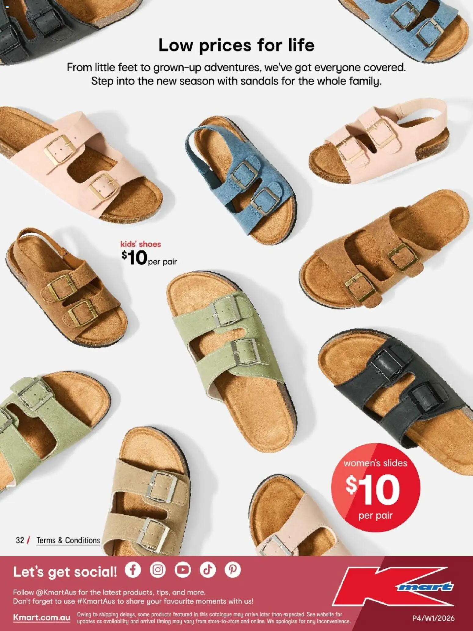 Kmart catalogue - valid from 01/10/2026 | Page: 32 | Products: Slides, Sandals