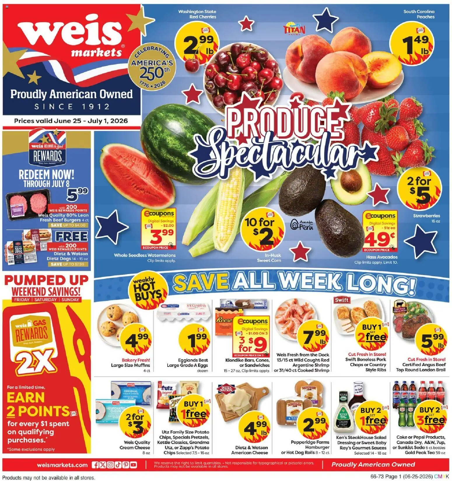 Weis Weekly Circular - VA - valid from 06/25/2026 | Page: 1 | Products: Bakery, Pork, Cream, Salad