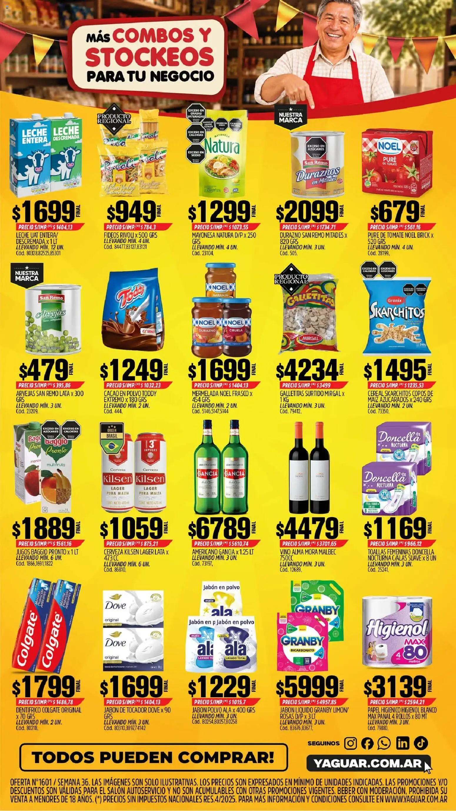 Yaguar - Oferta Semanal Salta │ válido desde el 31/08/2026 | Página: 2 | Productos: Leche, Mermelada, Fideos, Puré