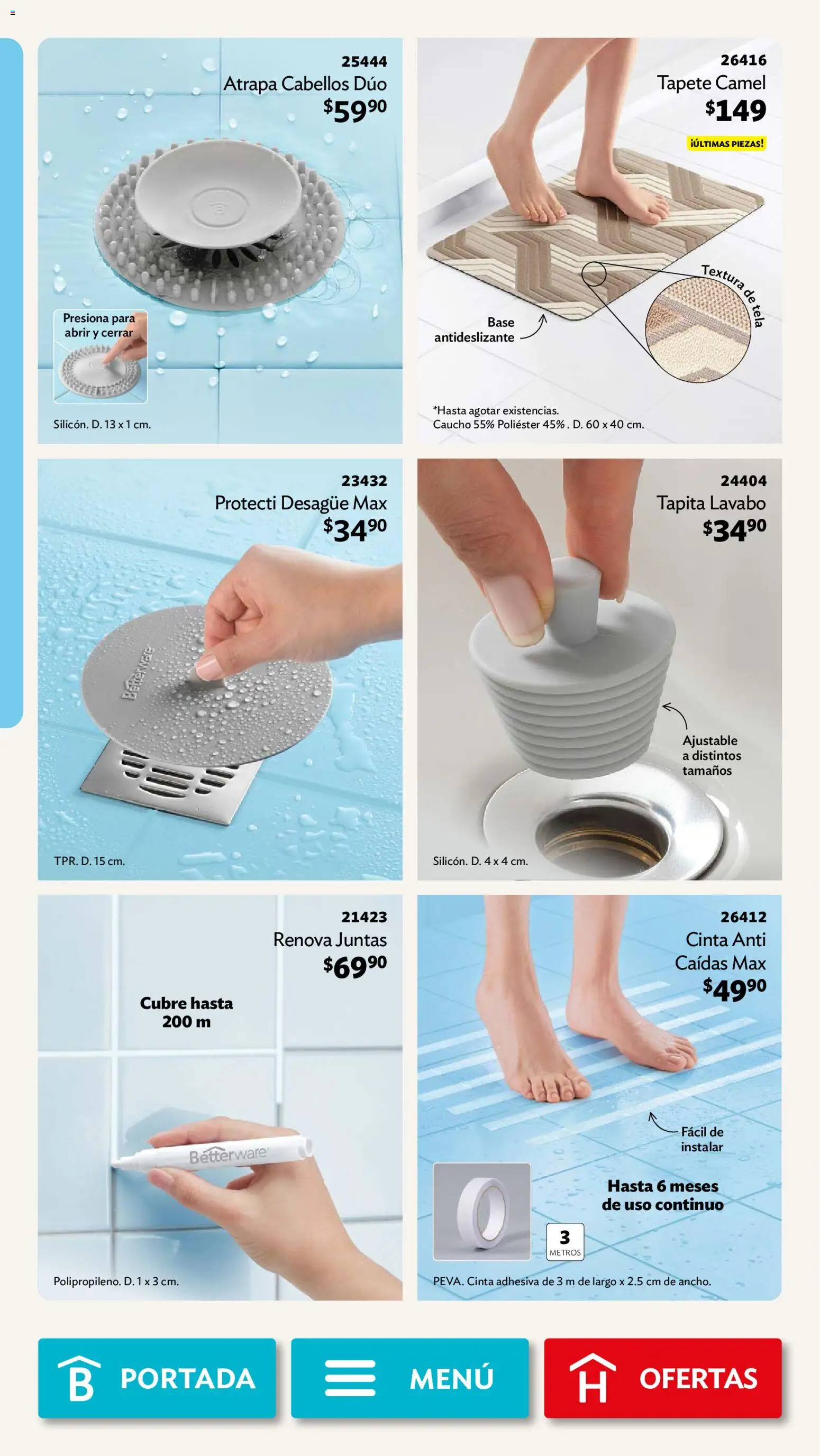 Nuevas ofertas de Betterware válidas en toda la República Mexicana desde el 31/08/2026. ¡Encuentra las mejores ofertas en Betterware campaña 9 2026! | Página: 82 | Productos: Cinta, Lavabo, Tapete